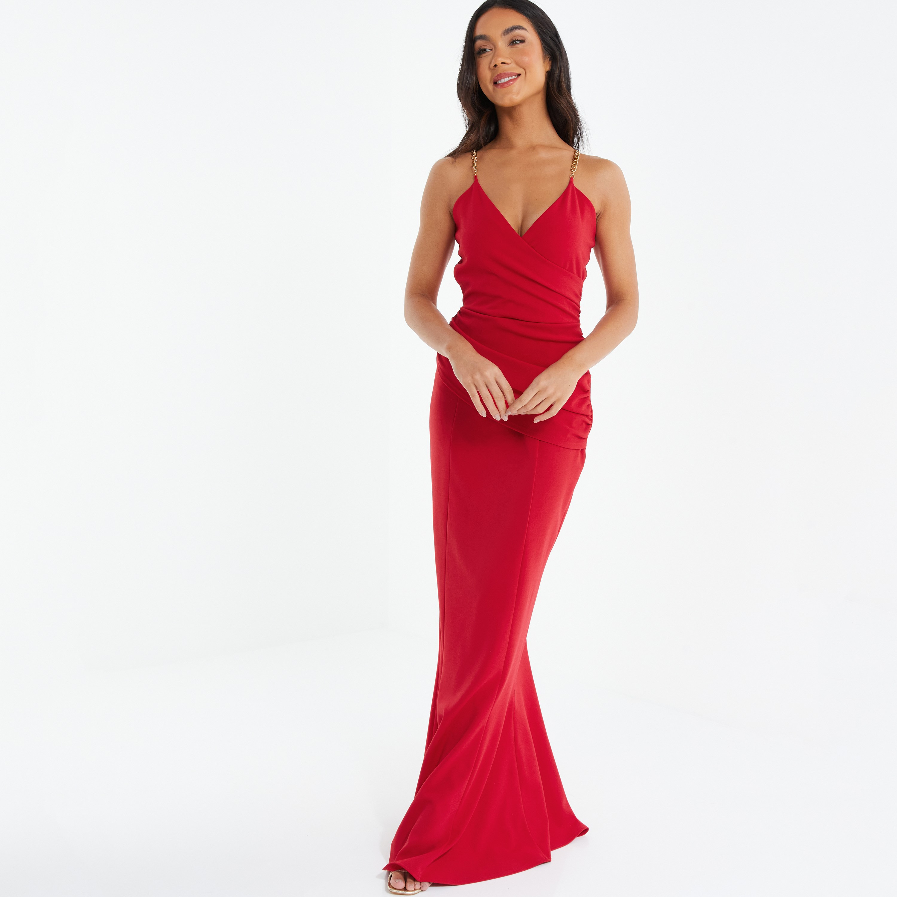 Quiz red deals maxi dress