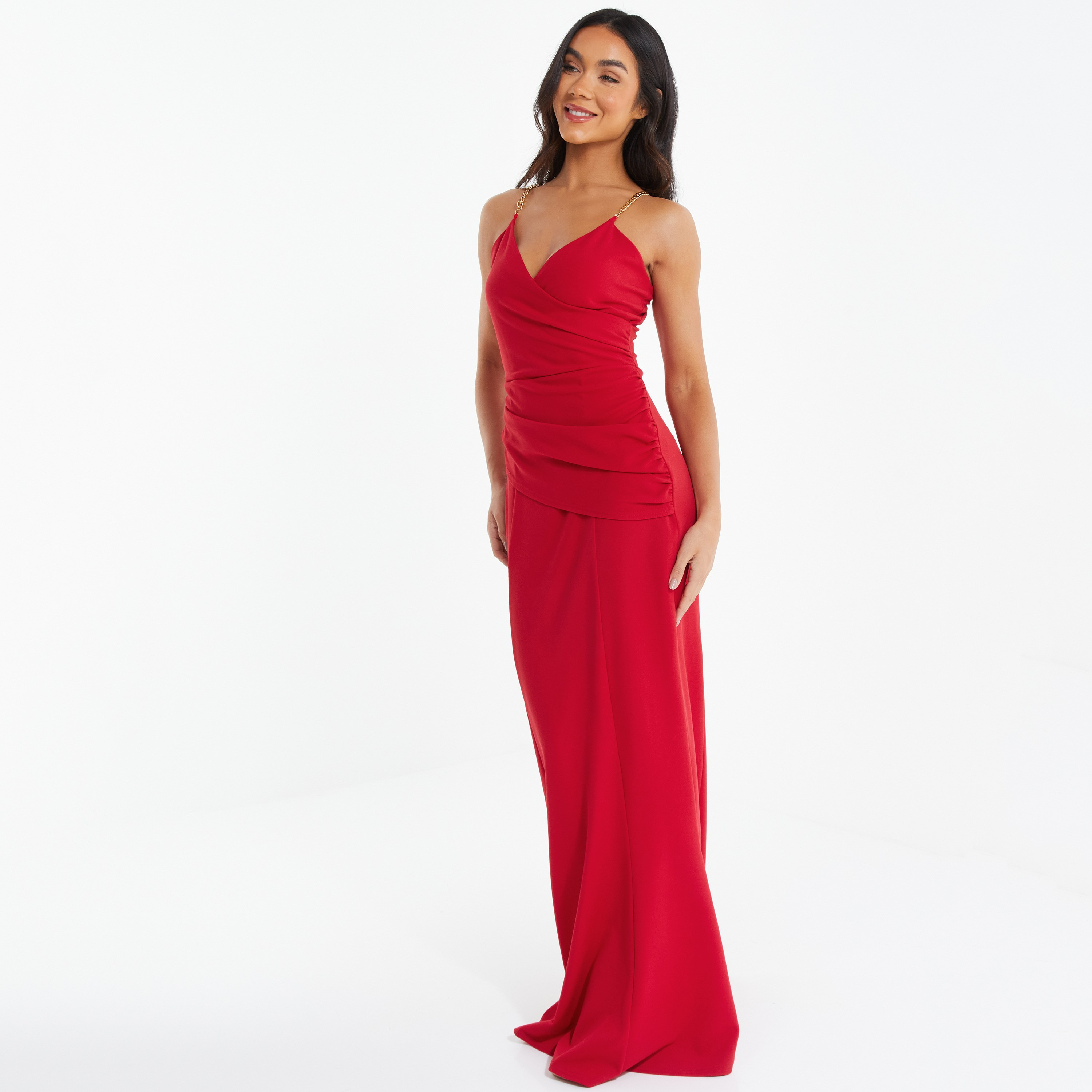 فستان ماكسي مع أشرطة الكتف سادة من كويز-women-clothing-dresses-image-2