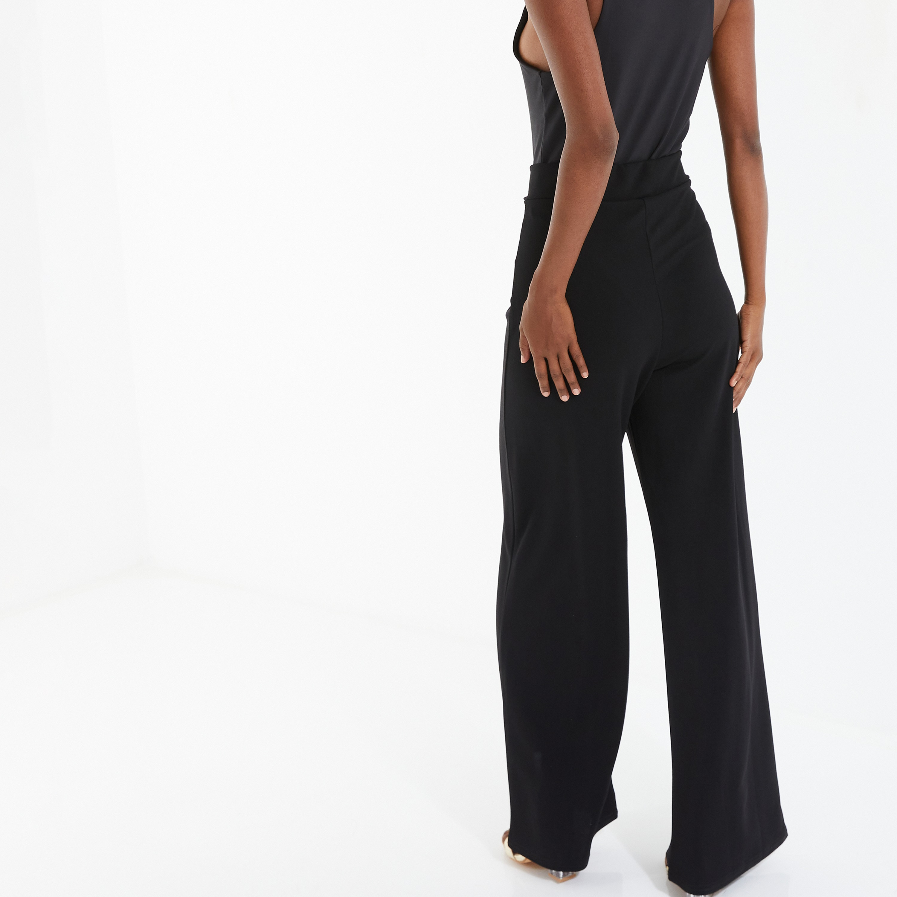 Quiz Plain High-Rise Palazzo Trousers with Buckle Detail-women-clothing-bottoms-trousers-image-4