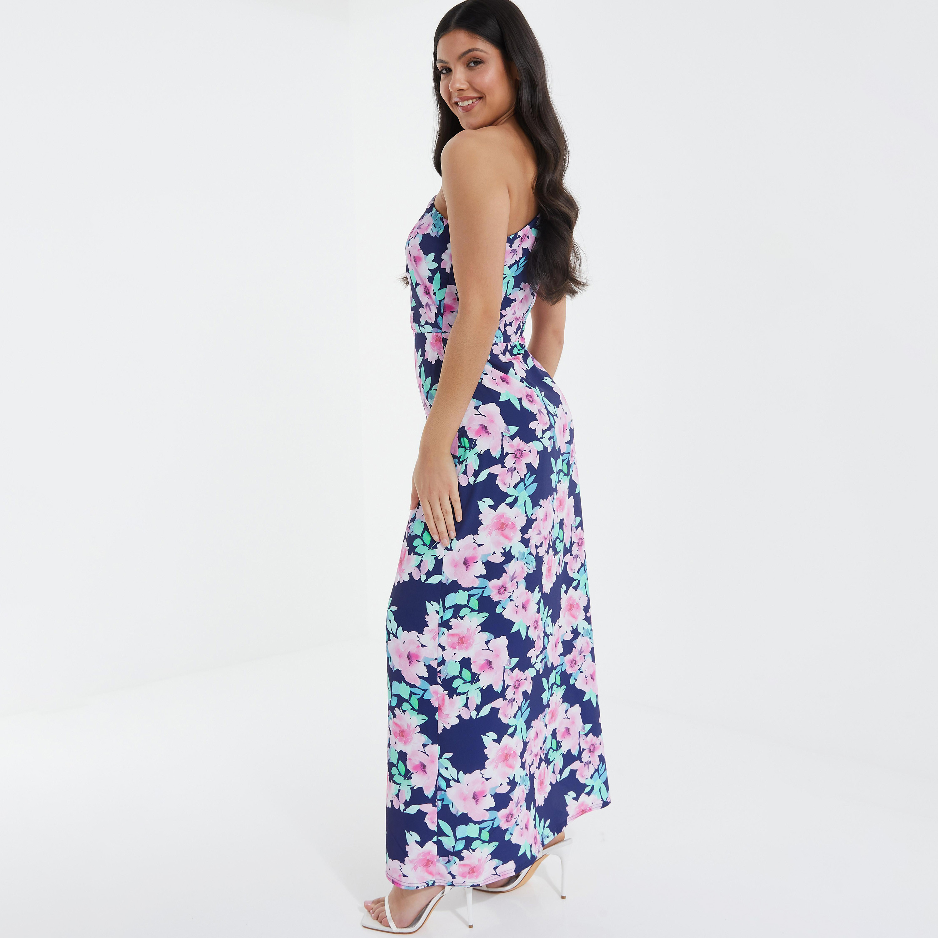فستان ماكسي بكتف واحد مزين بالزهور مع سحاب جانبي للإغلاق من كويز-women-clothing-dresses-image-4