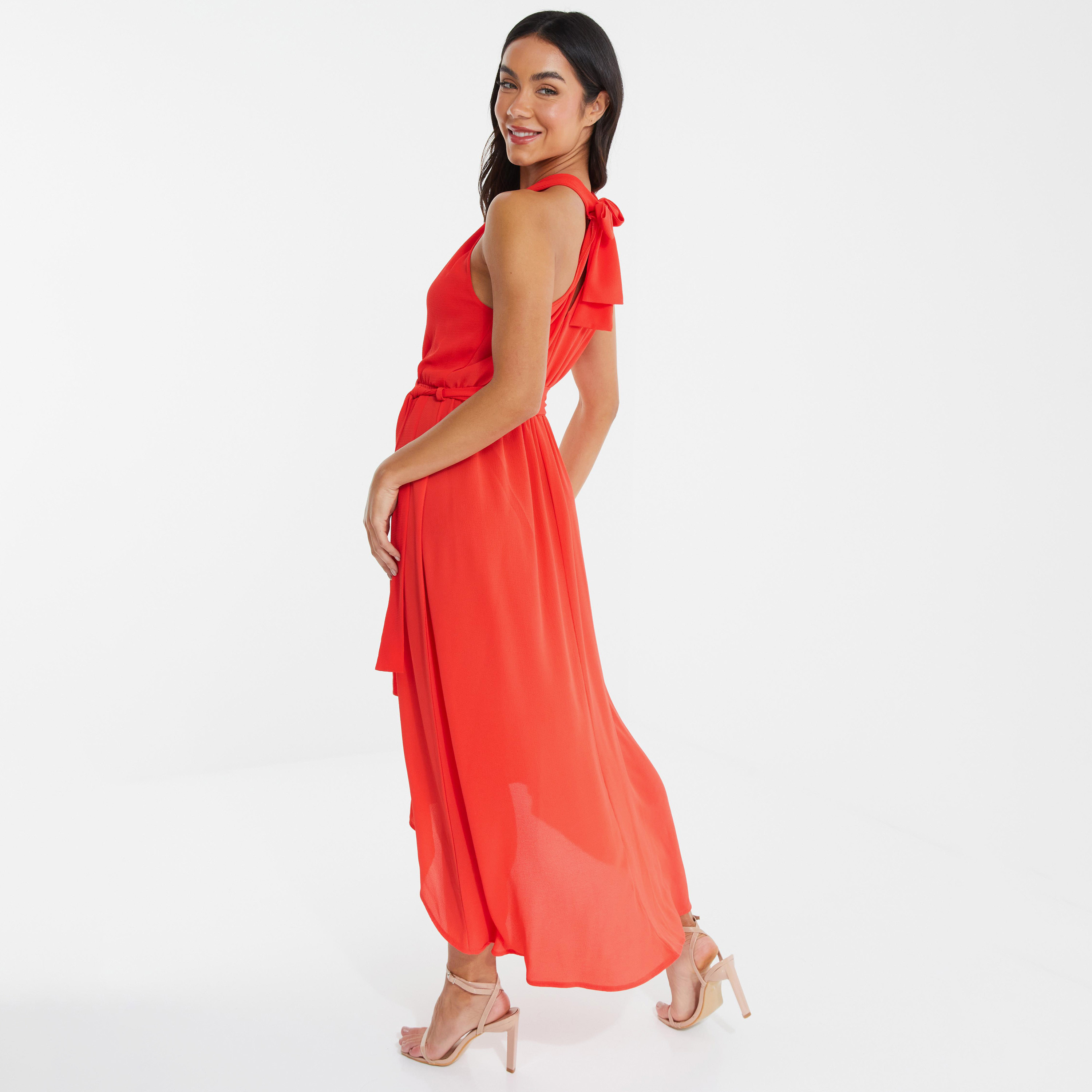 Quiz Plain Halter Neck Midi Dress-women-clothing-dresses-image-4