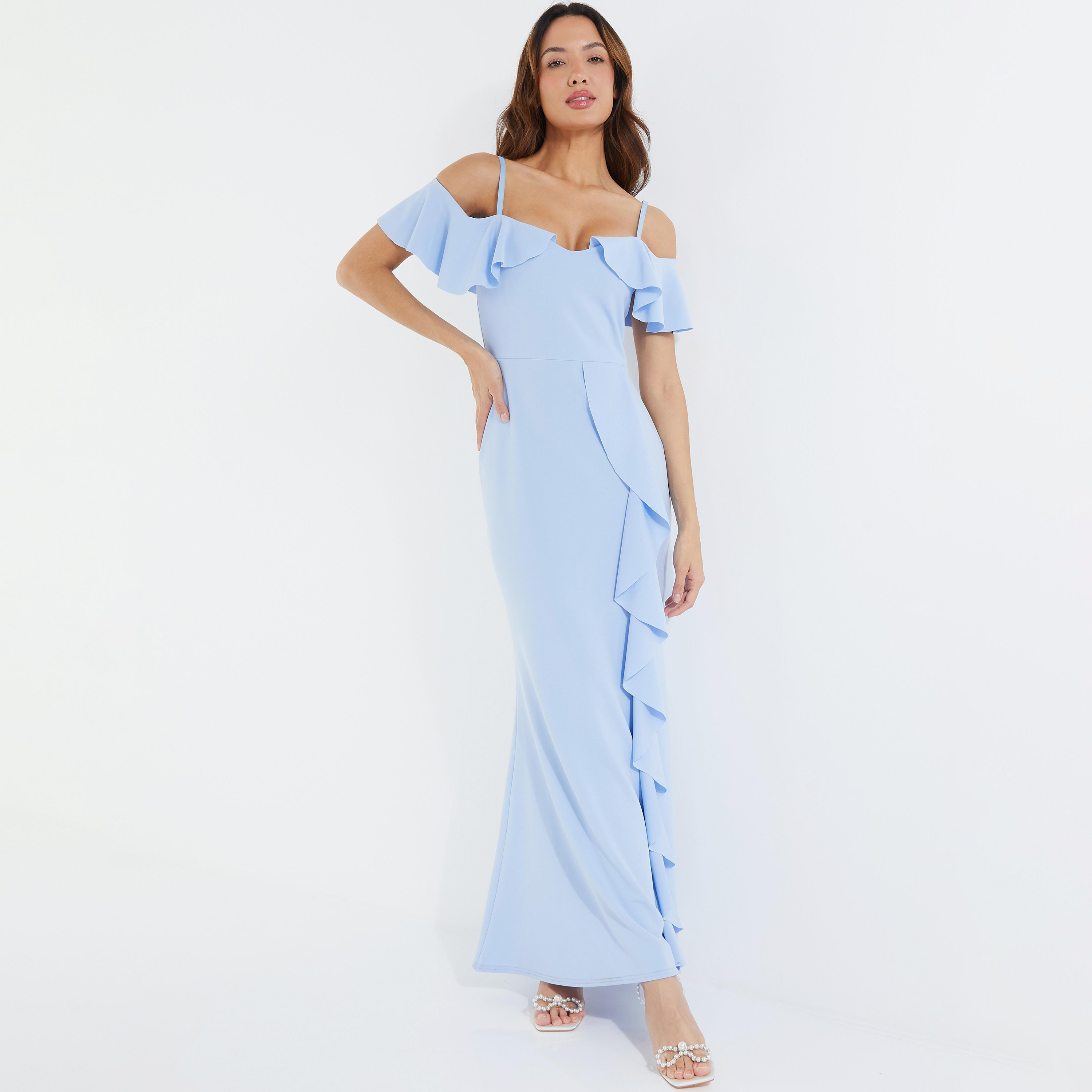 Quiz Plain Shoulder Straps Maxi Dress-women-clothing-dresses-image-1