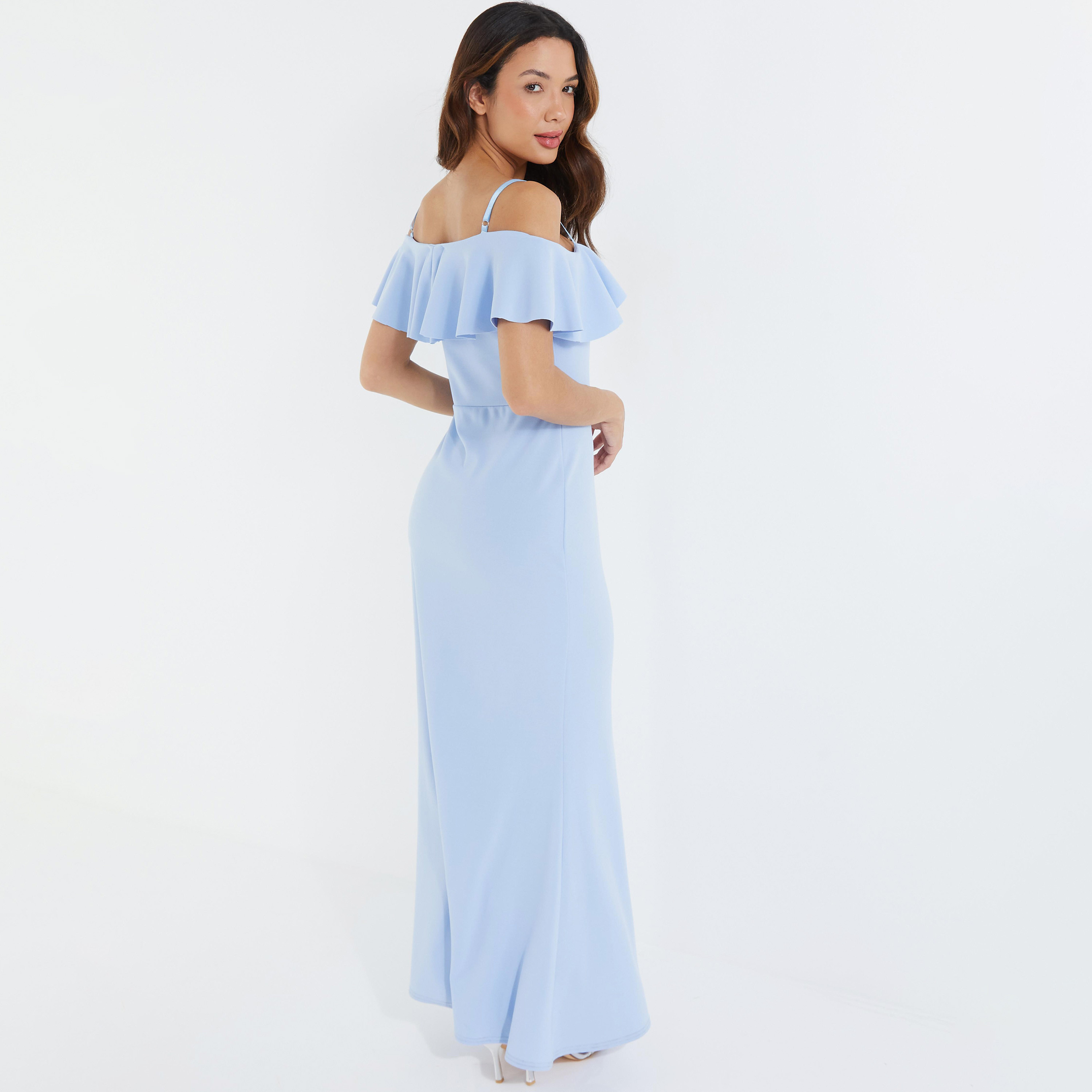 فستان ماكسي بحمالات الكتف سادة من كويز-women-clothing-dresses-image-4