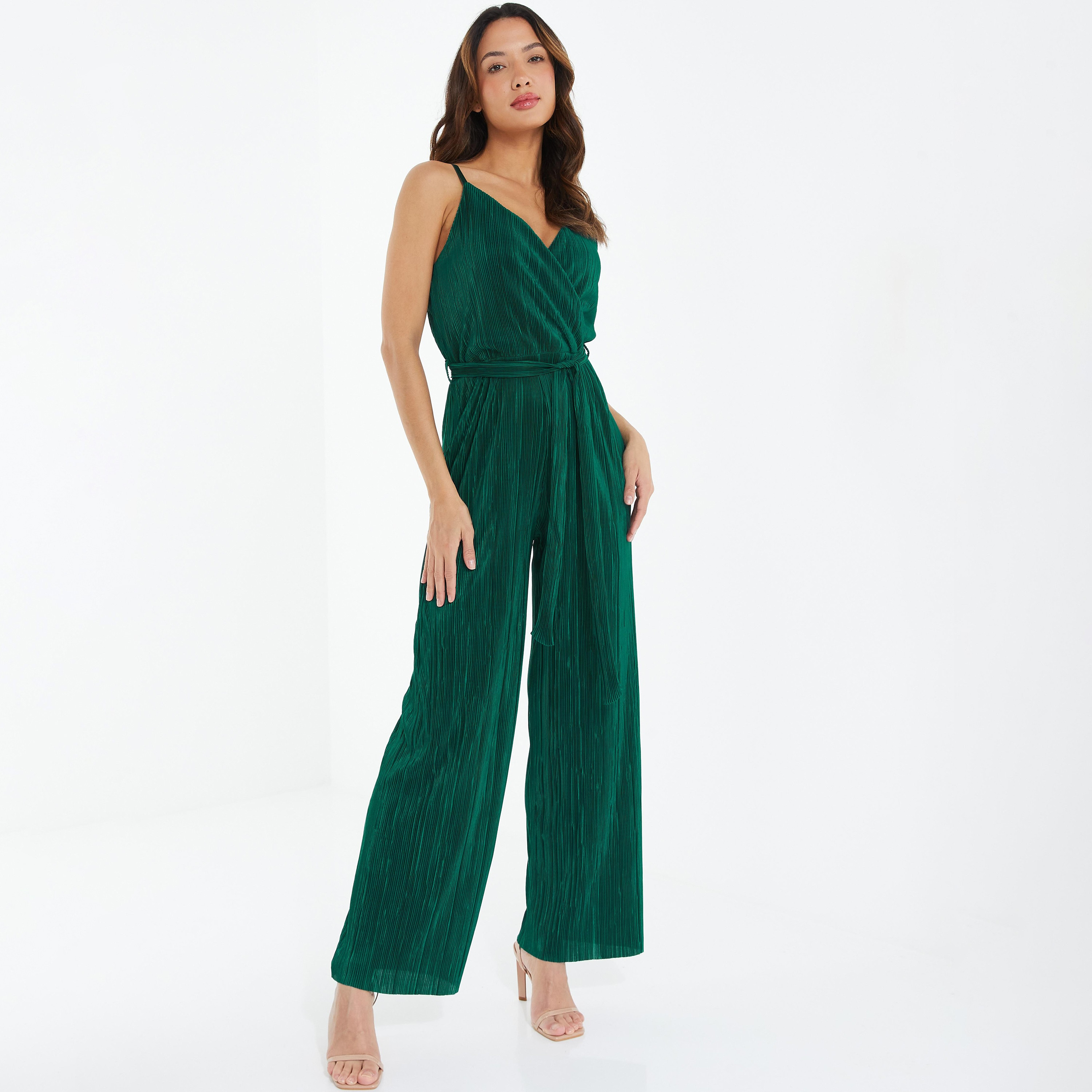 Quiz Ribbed Shoulder Straps Jumpsuit with Tie-Up Detail-women-clothing-jumpsuits-image-1