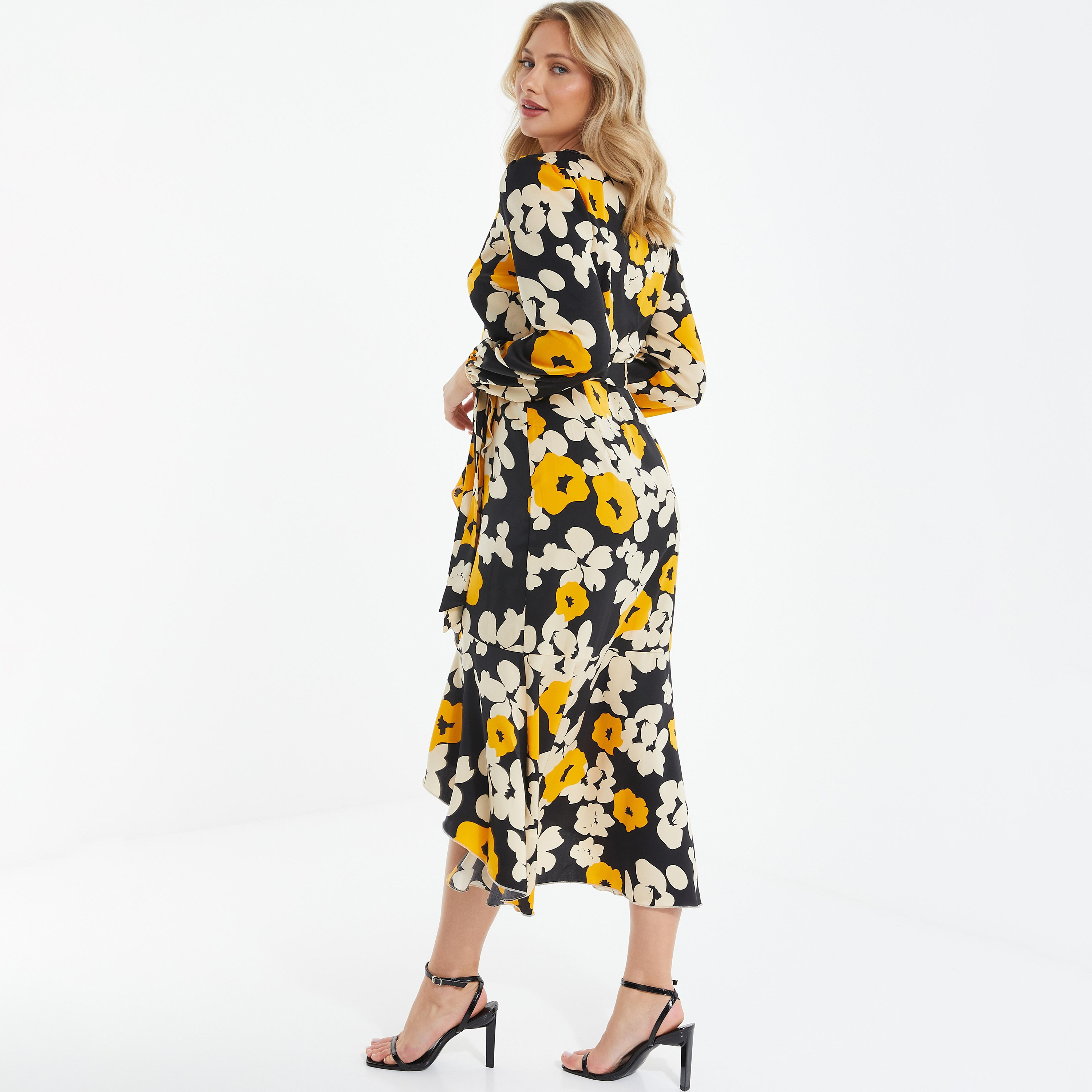 Quiz fashion yellow floral dress