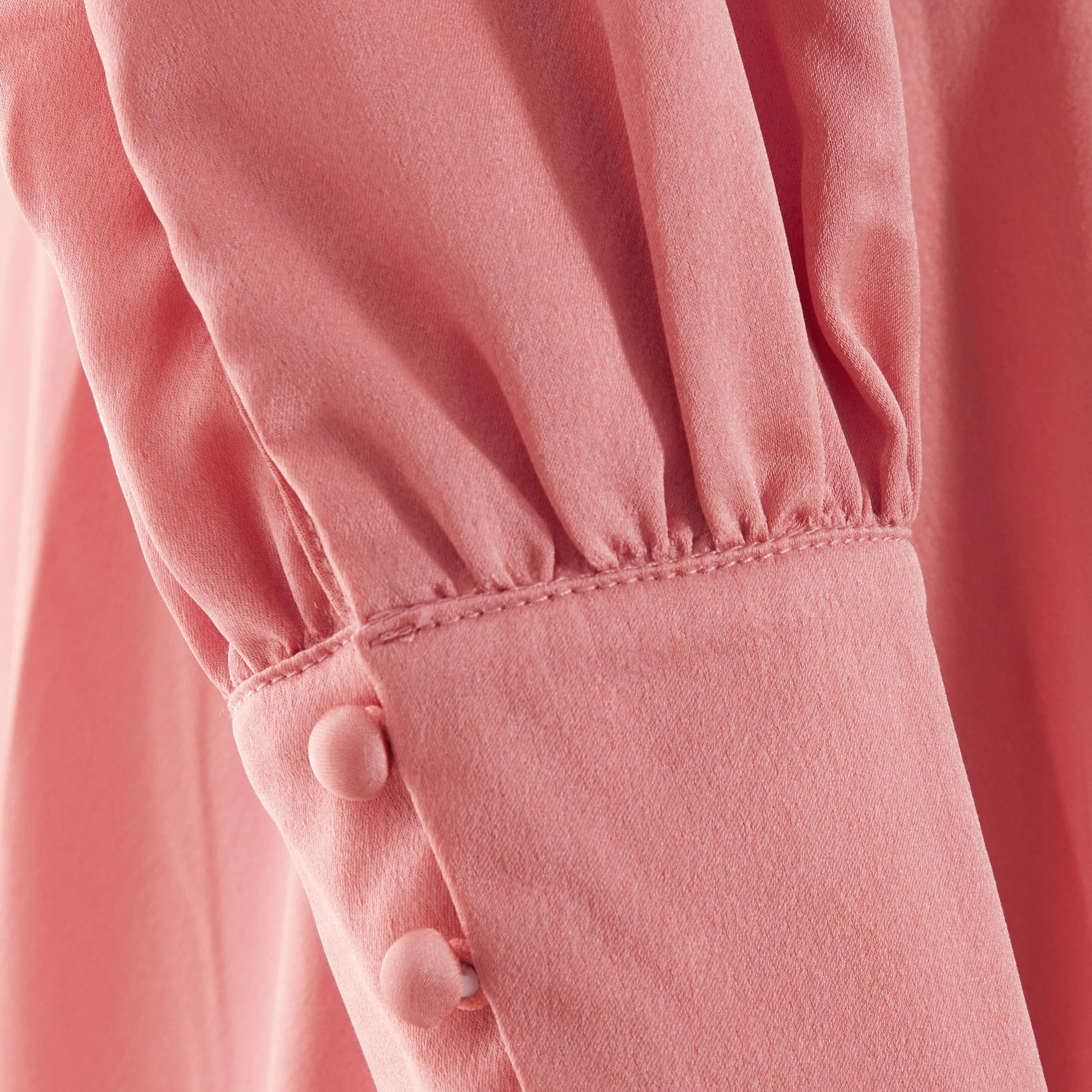 فستان ميدي مع مزين بحزام ربط ذو عنق على شكل فى سادة من كويز ساتان-women-clothing-dresses-image-3