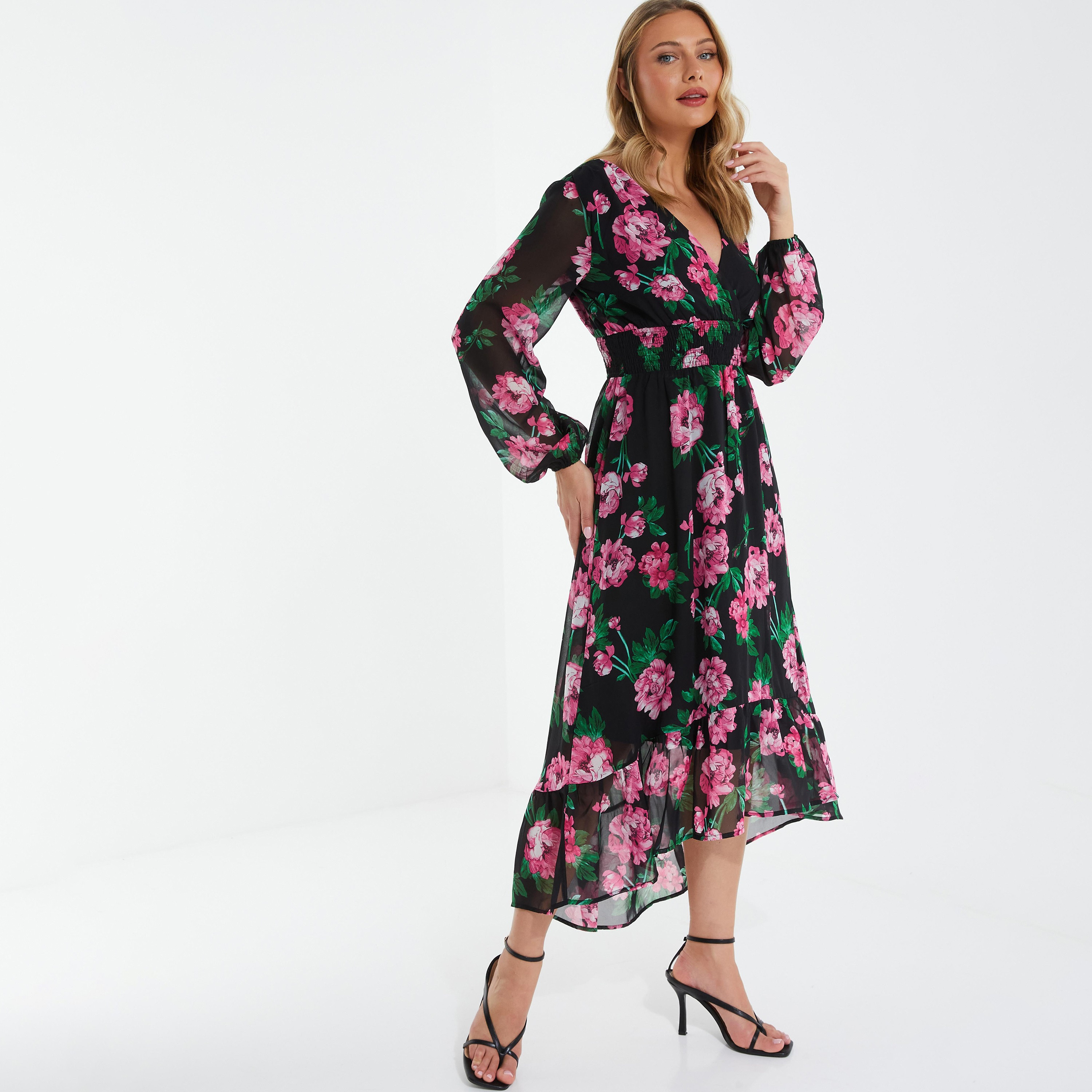 Quiz Floral V-Neck Wrap Midi Dress-women-clothing-dresses-image-2
