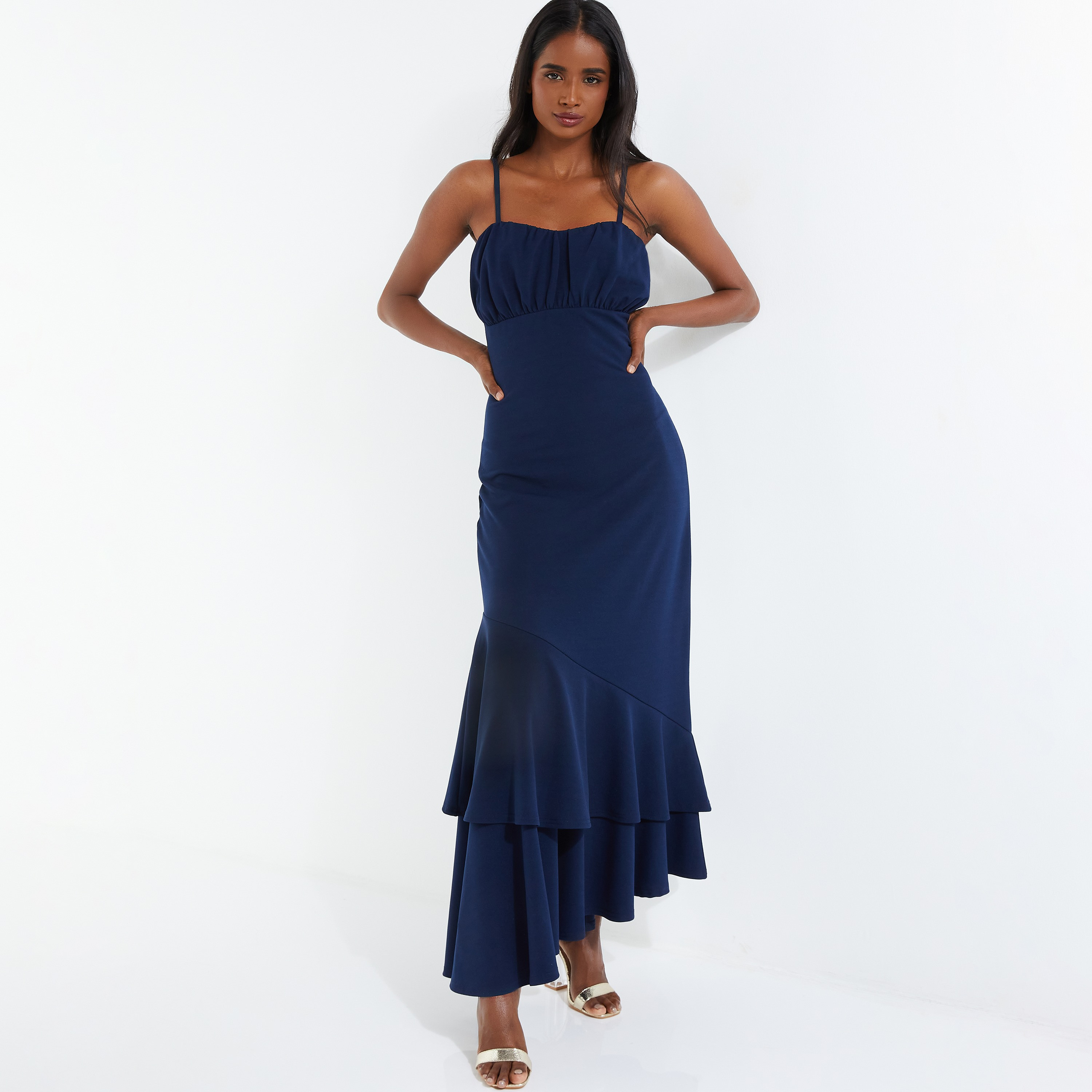 فستان ماكسي بحمالات الكتف سادة من كويز-women-clothing-dresses-image-1