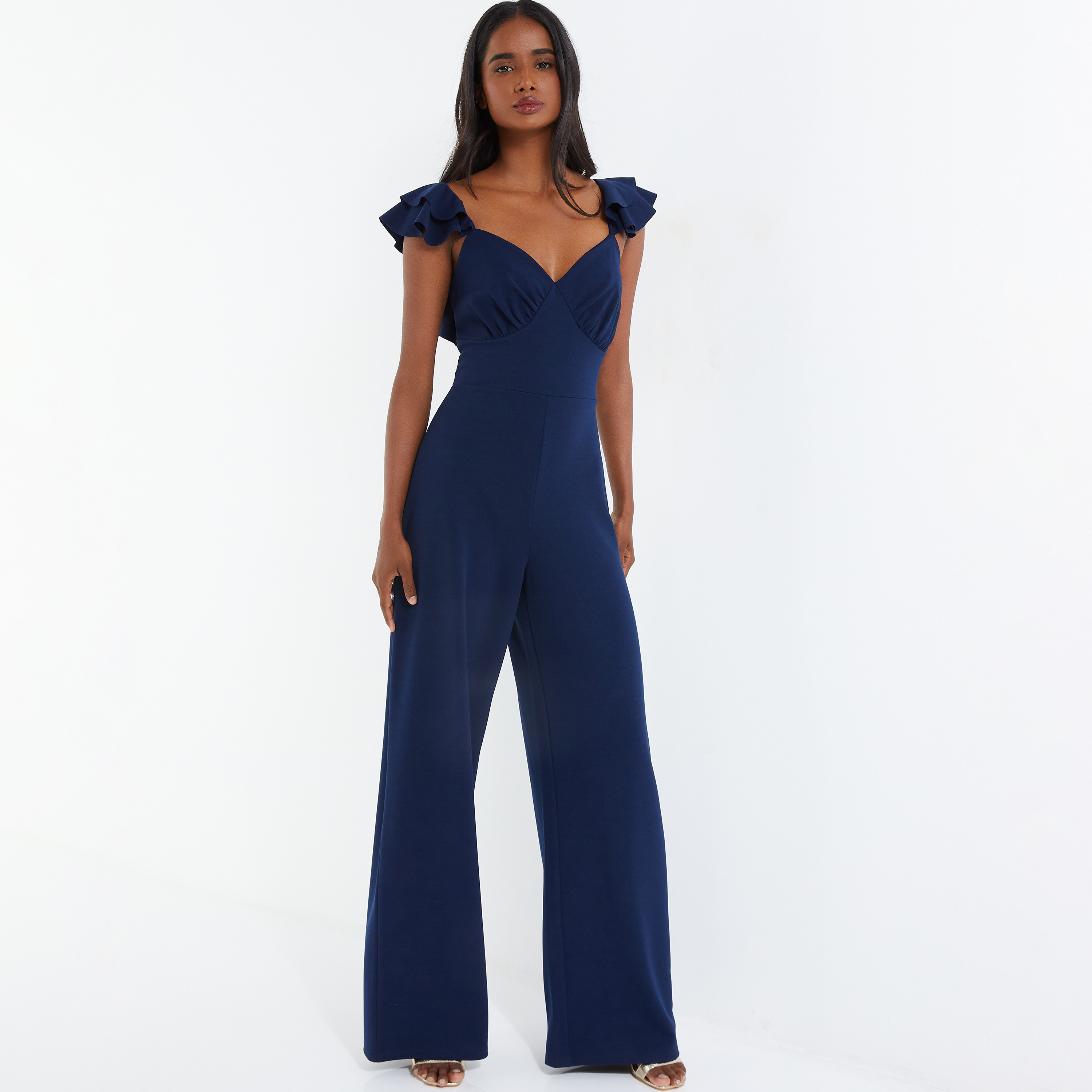 بذلة جمبسوت سادة على شكل قلب مع سحاب للإغلاق من كويز-women-clothing-jumpsuits-image-1