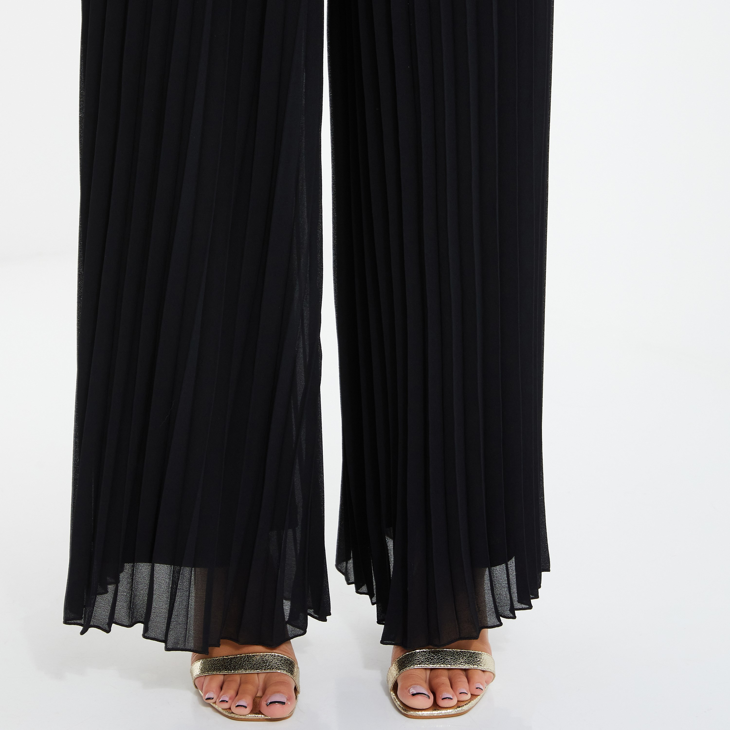 سروال بالازو بخصر مرتفع مطوي وواسع الساق من كويز-women-clothing-bottoms-trousers-image-3