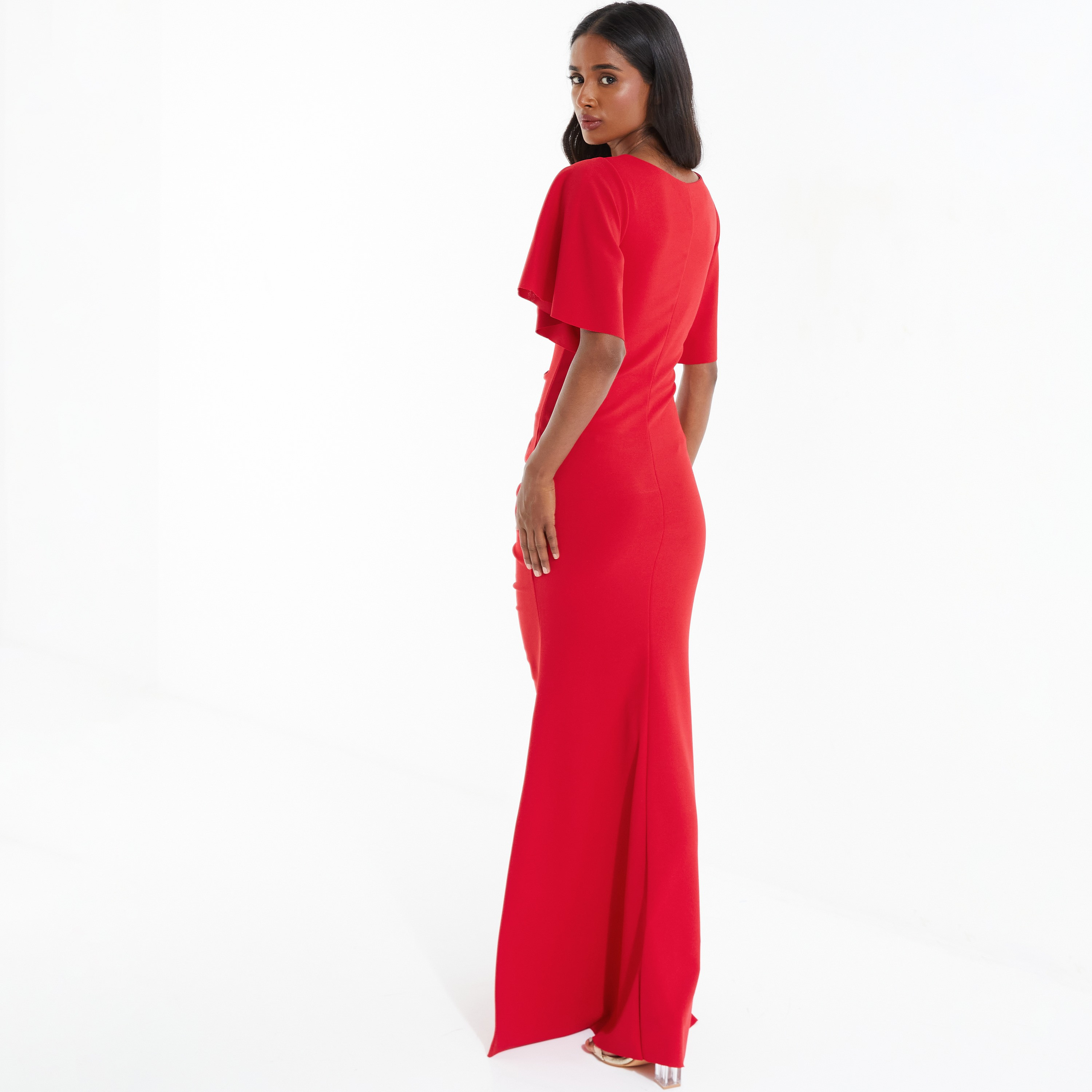 فستان طويل ماكسي على شكل قلب مزين بكشكشة من كويز-women-clothing-dresses-image-4