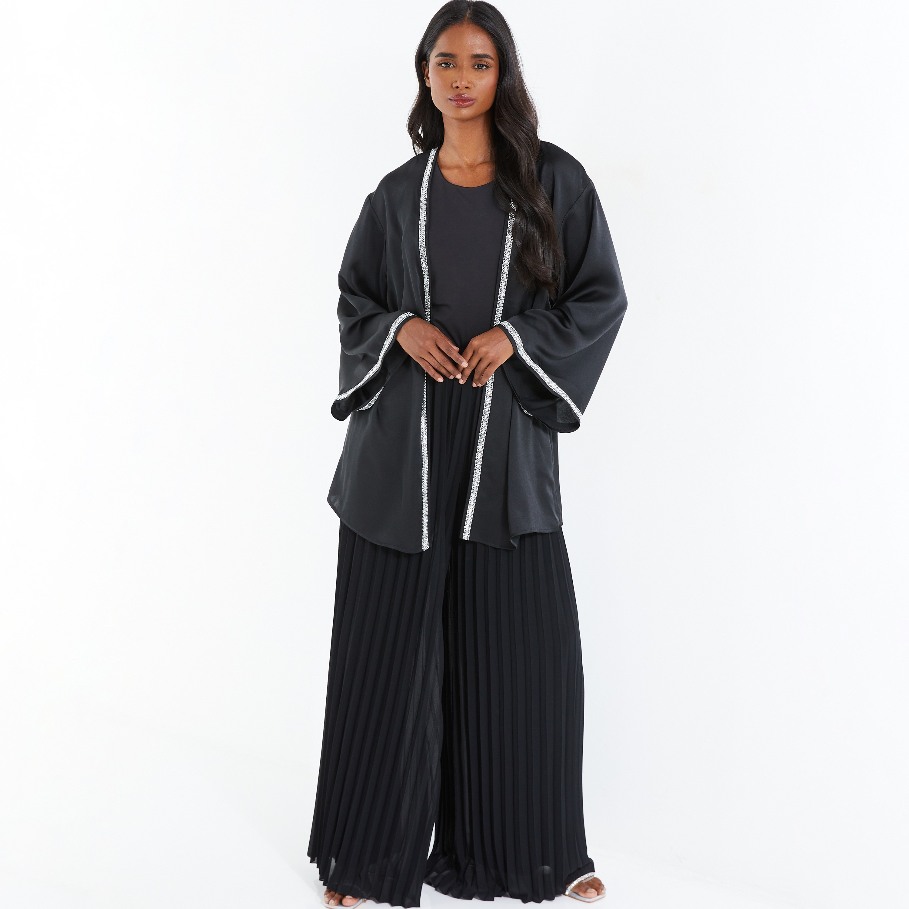 Quiz Embellished Front Open Flared Sleeves Cover Up Kimono Top-women-clothing-shirtsandblouses-blouses-image-1