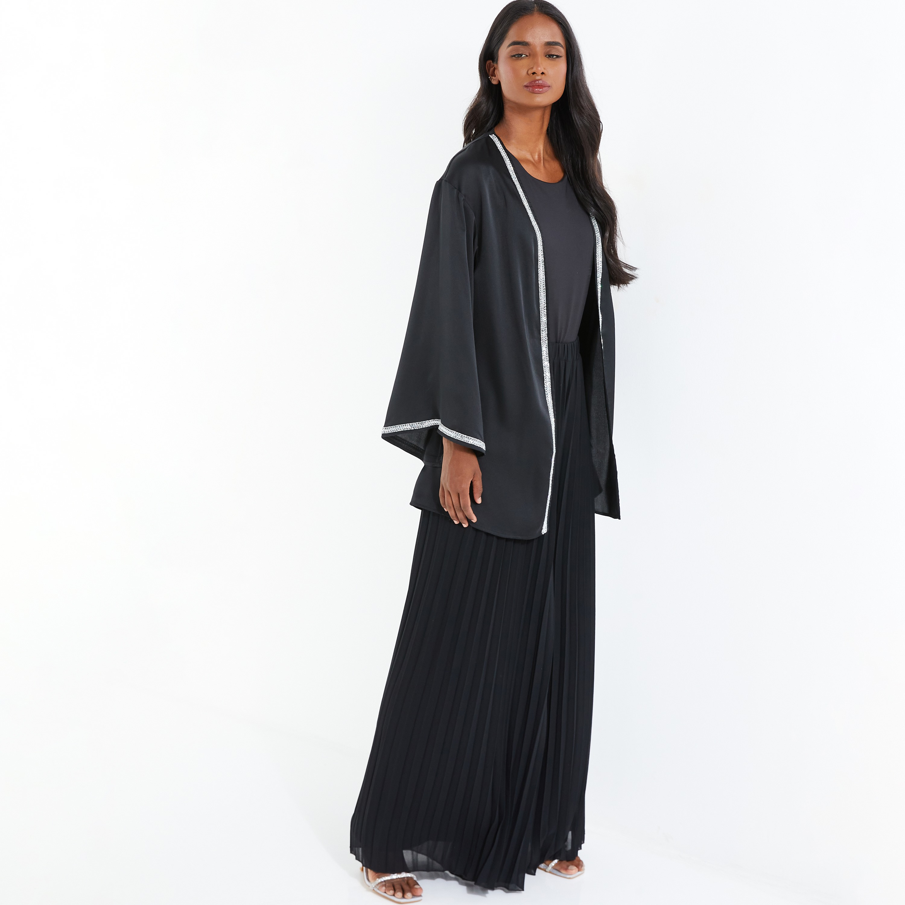 Quiz Embellished Front Open Flared Sleeves Cover Up Kimono Top-women-clothing-shirtsandblouses-blouses-image-2