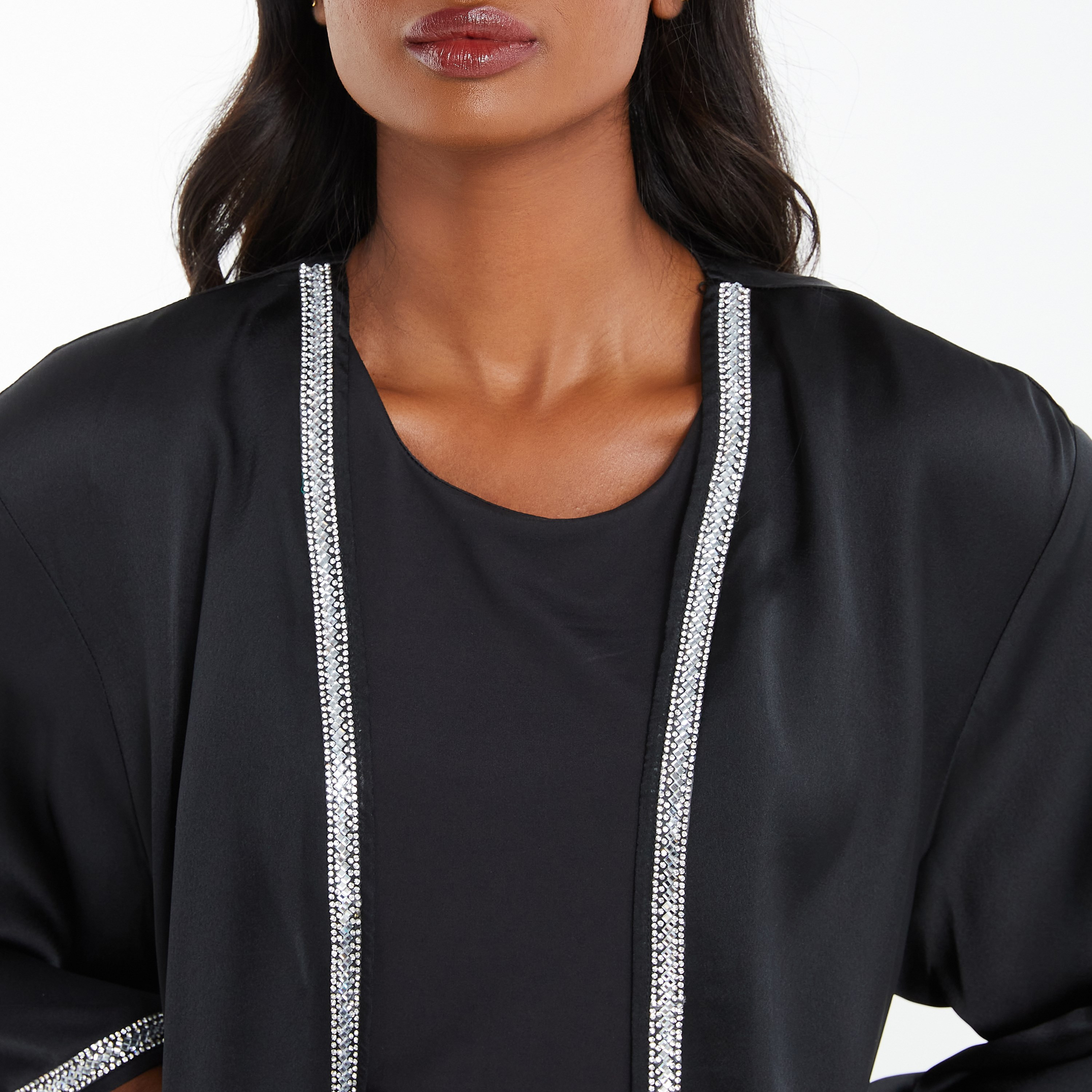 Quiz Embellished Front Open Flared Sleeves Cover Up Kimono Top-women-clothing-shirtsandblouses-blouses-image-3