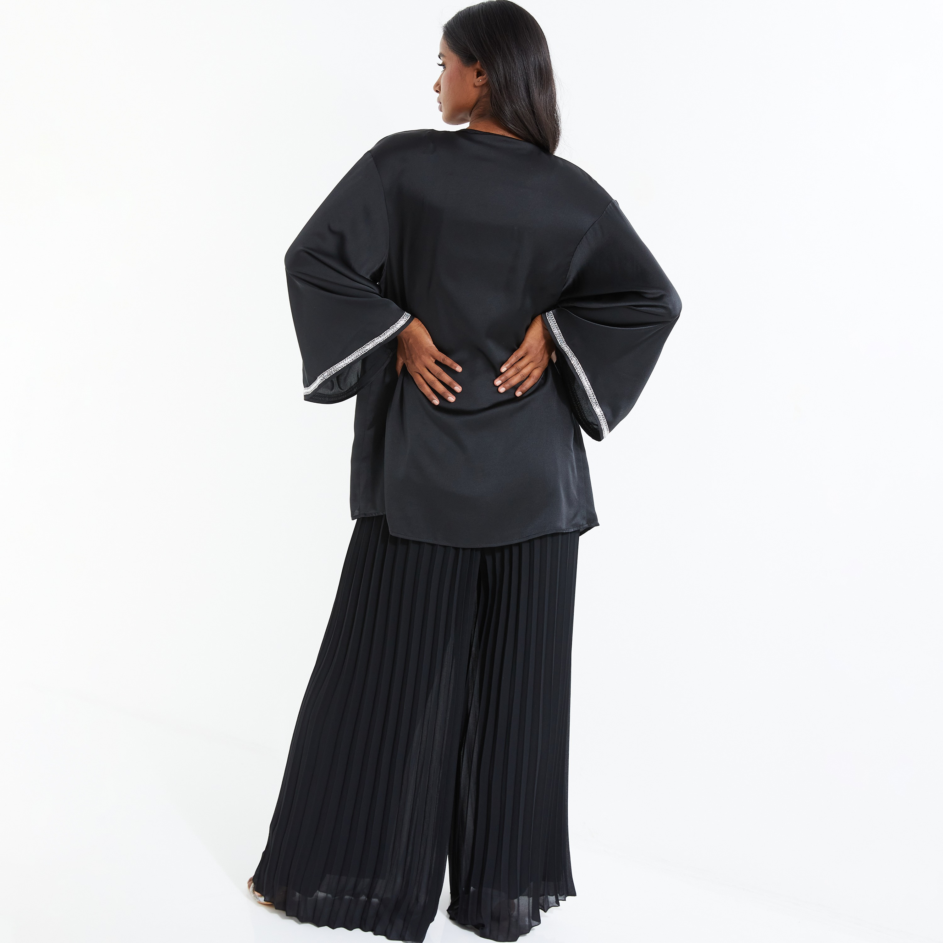 Quiz Embellished Front Open Flared Sleeves Cover Up Kimono Top-women-clothing-shirtsandblouses-blouses-image-4