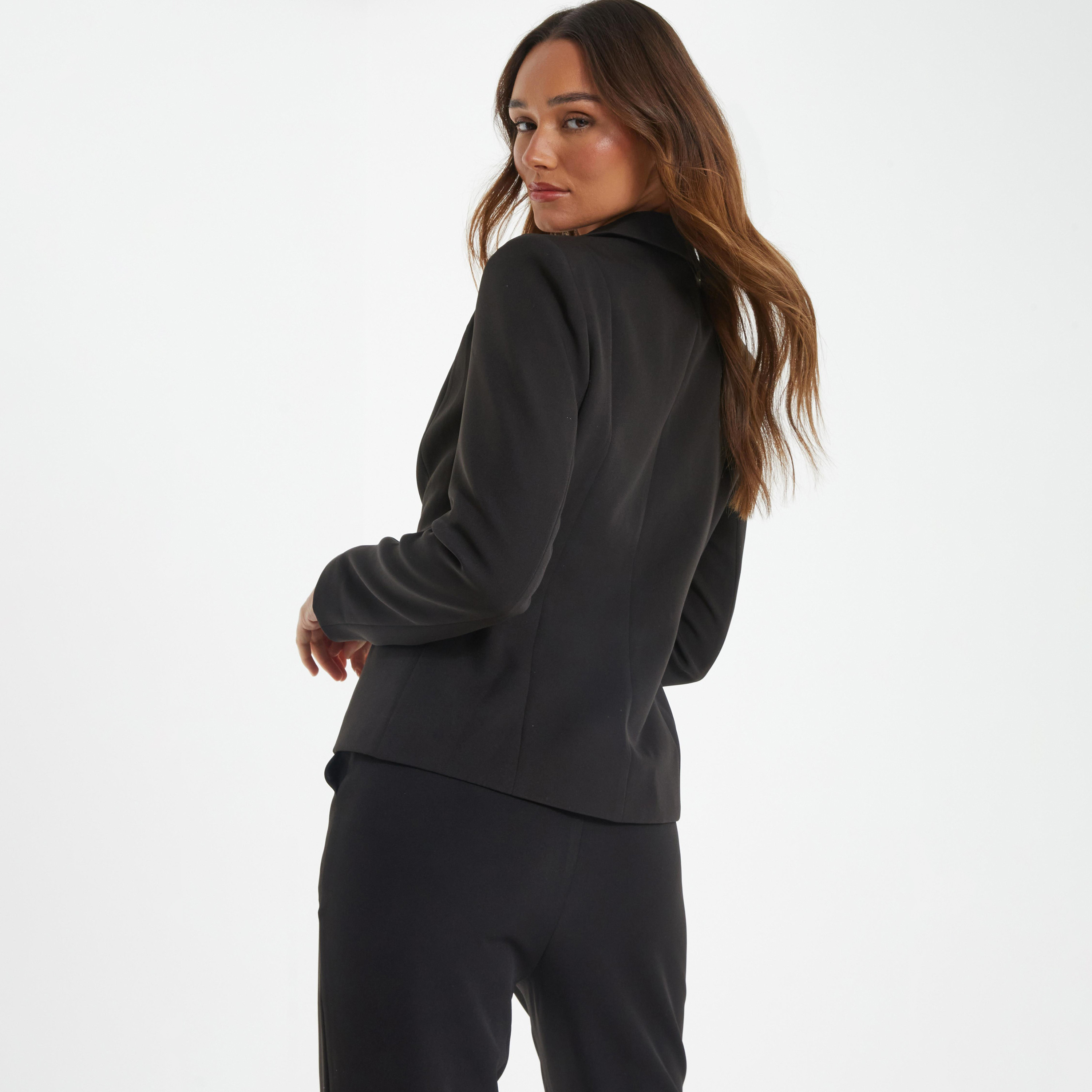 Quiz Plain Notched Lapel Long Sleeves Blazer with Chain Detail-women-clothing-coatsandjackets-blazers-image-4
