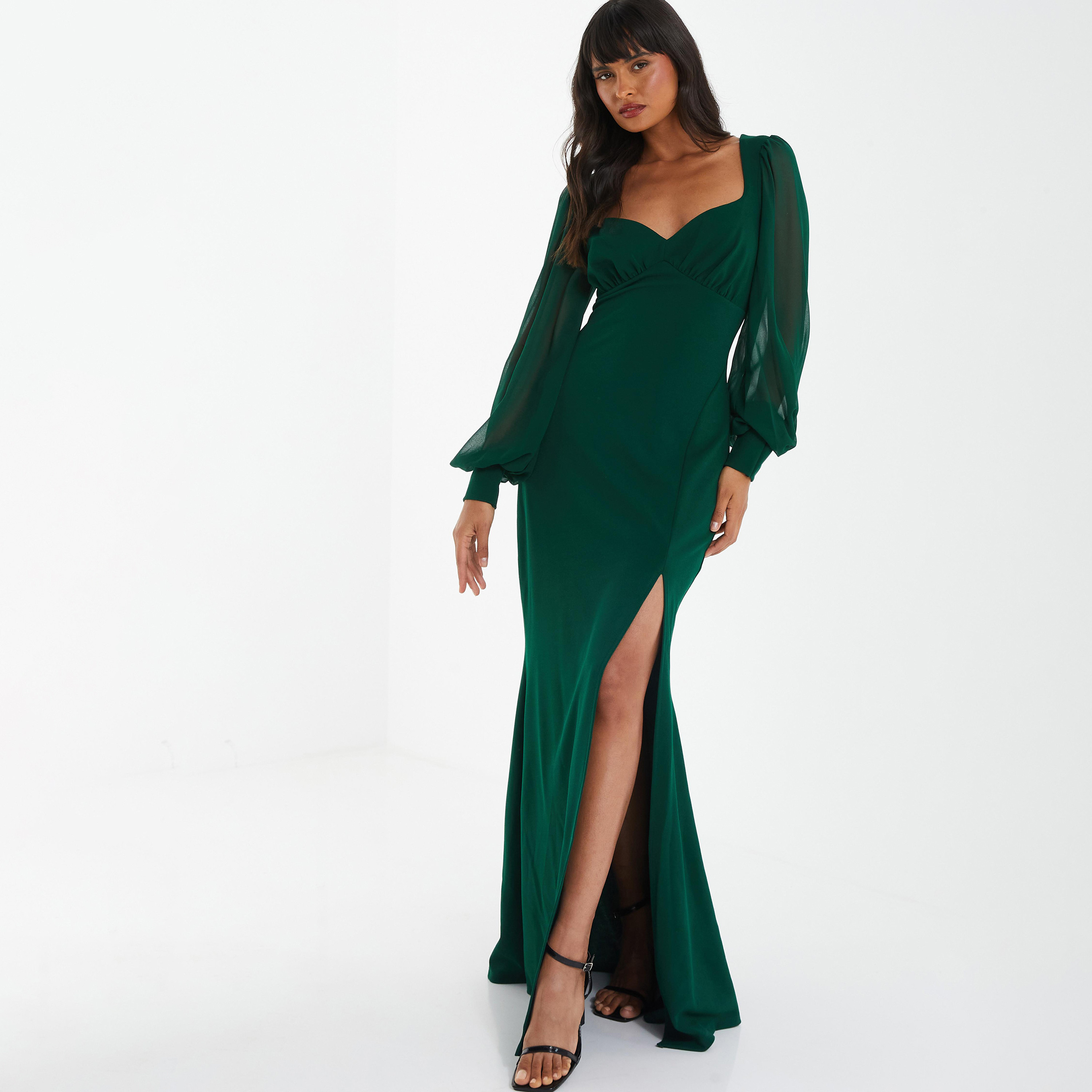 فستان ماكسي سادة بفتحة على شكل قلب مع سحاب للإغلاق من كويز-women-clothing-dresses-image-1