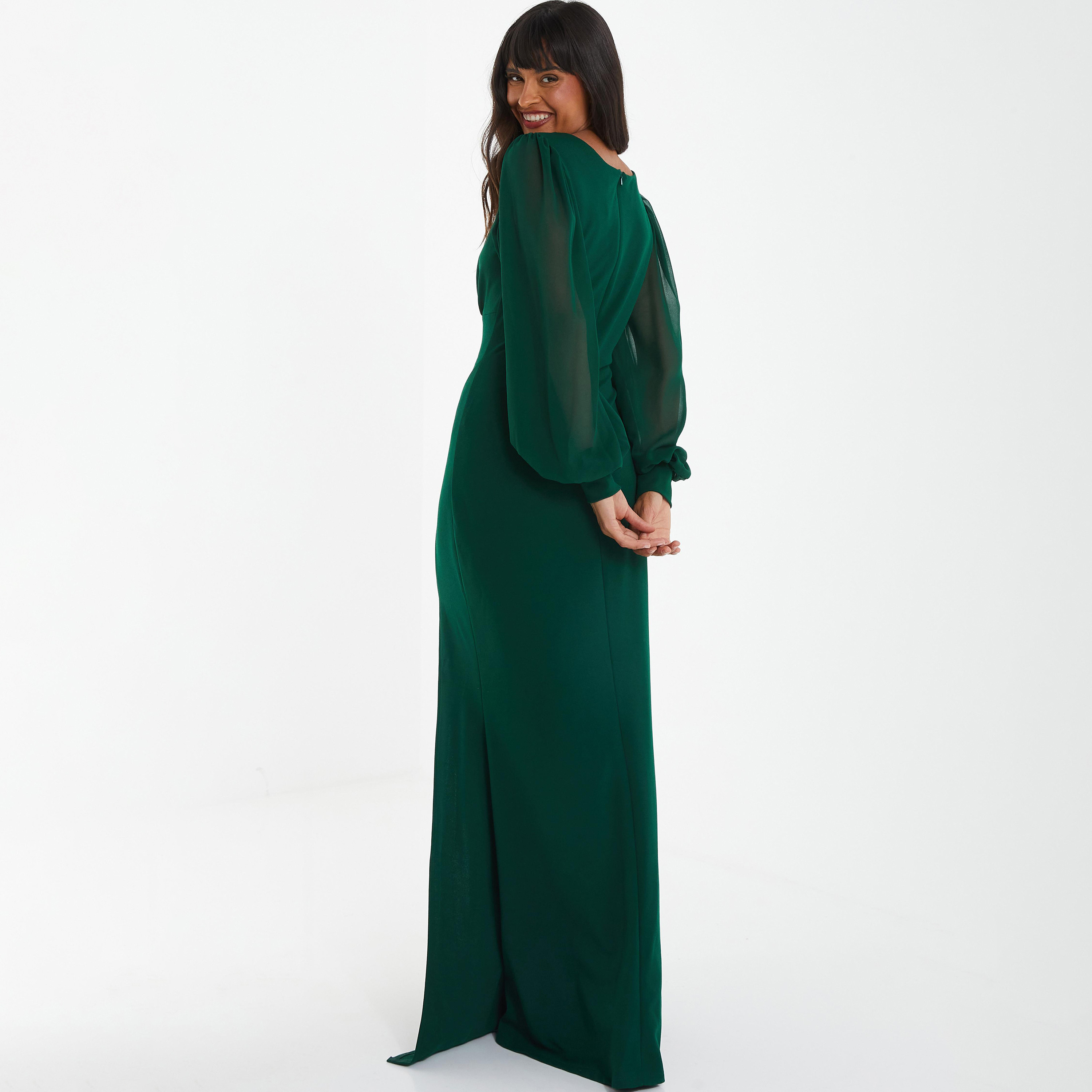 فستان ماكسي سادة بفتحة على شكل قلب مع سحاب للإغلاق من كويز-women-clothing-dresses-image-4