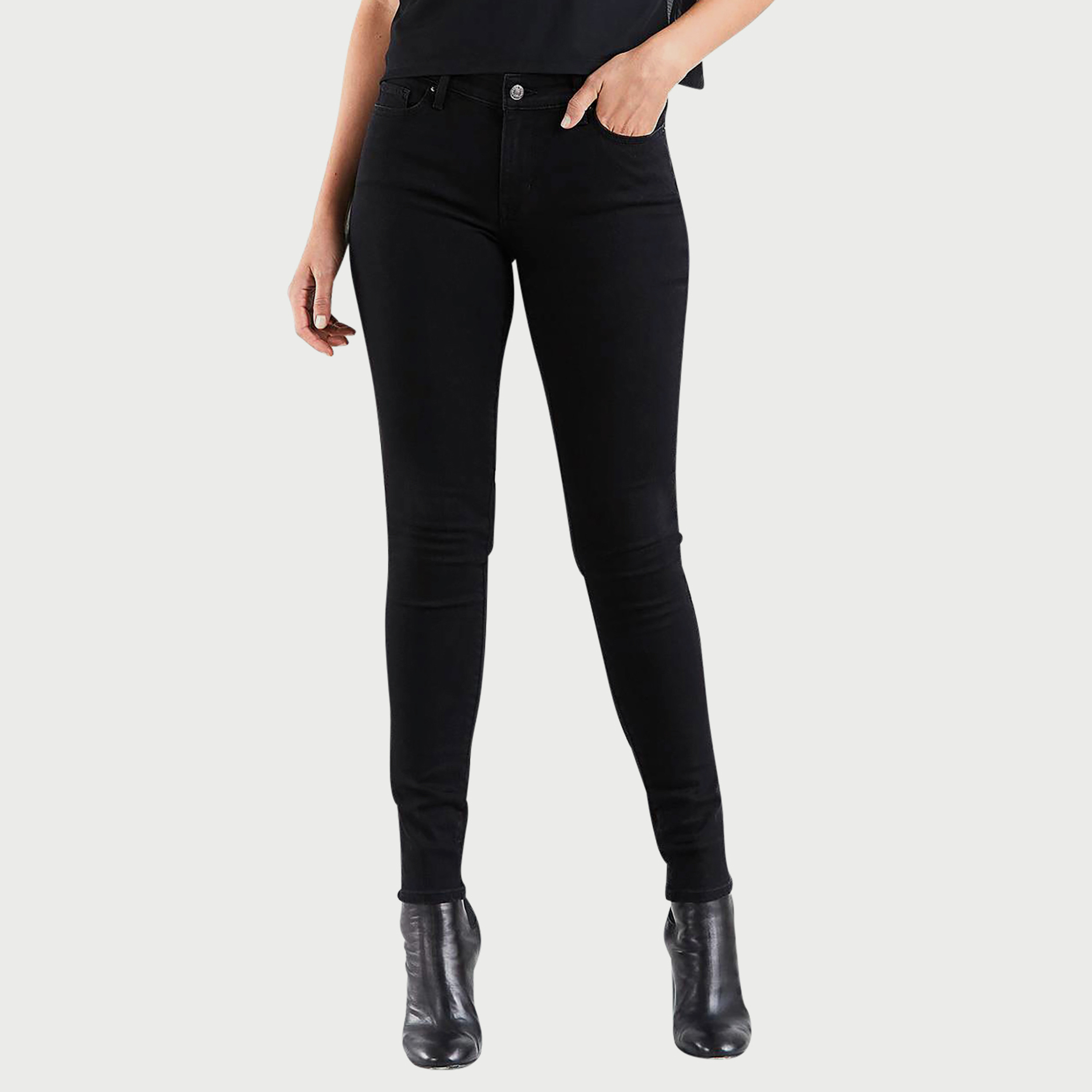 بنطلون جينز بقصة ضيقة سكيني 711 مع إغلاق زر من ليفايز بلون أسود-women-clothing-bottoms-jeans-image-1
