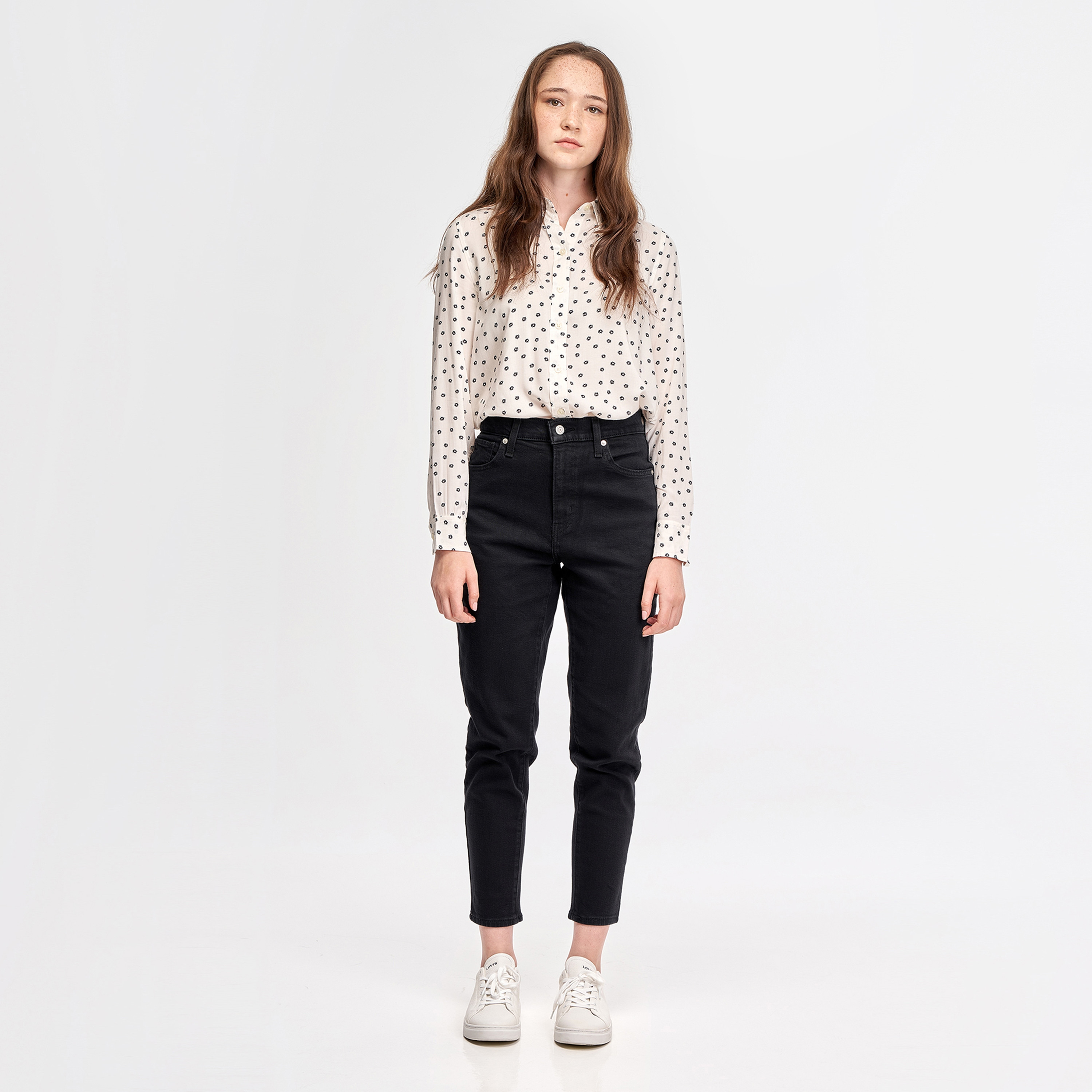 Levis Black Mom Fit High-Rise Button Closure Jeans-women-clothing-bottoms-jeans-image-1
