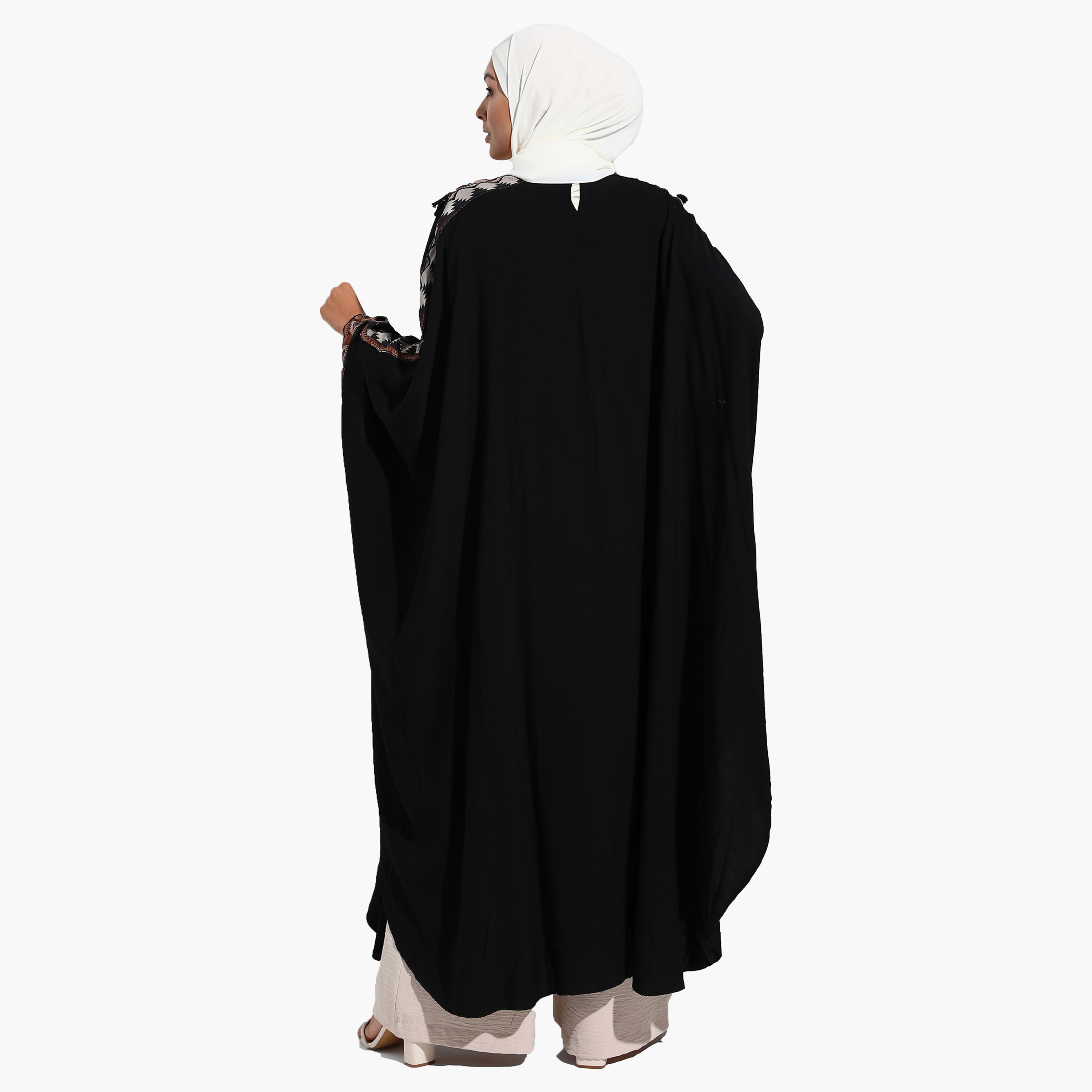 Modanisa Printed Back Keyhole Button Abaya-women-arabicclothing-abayas-image-5