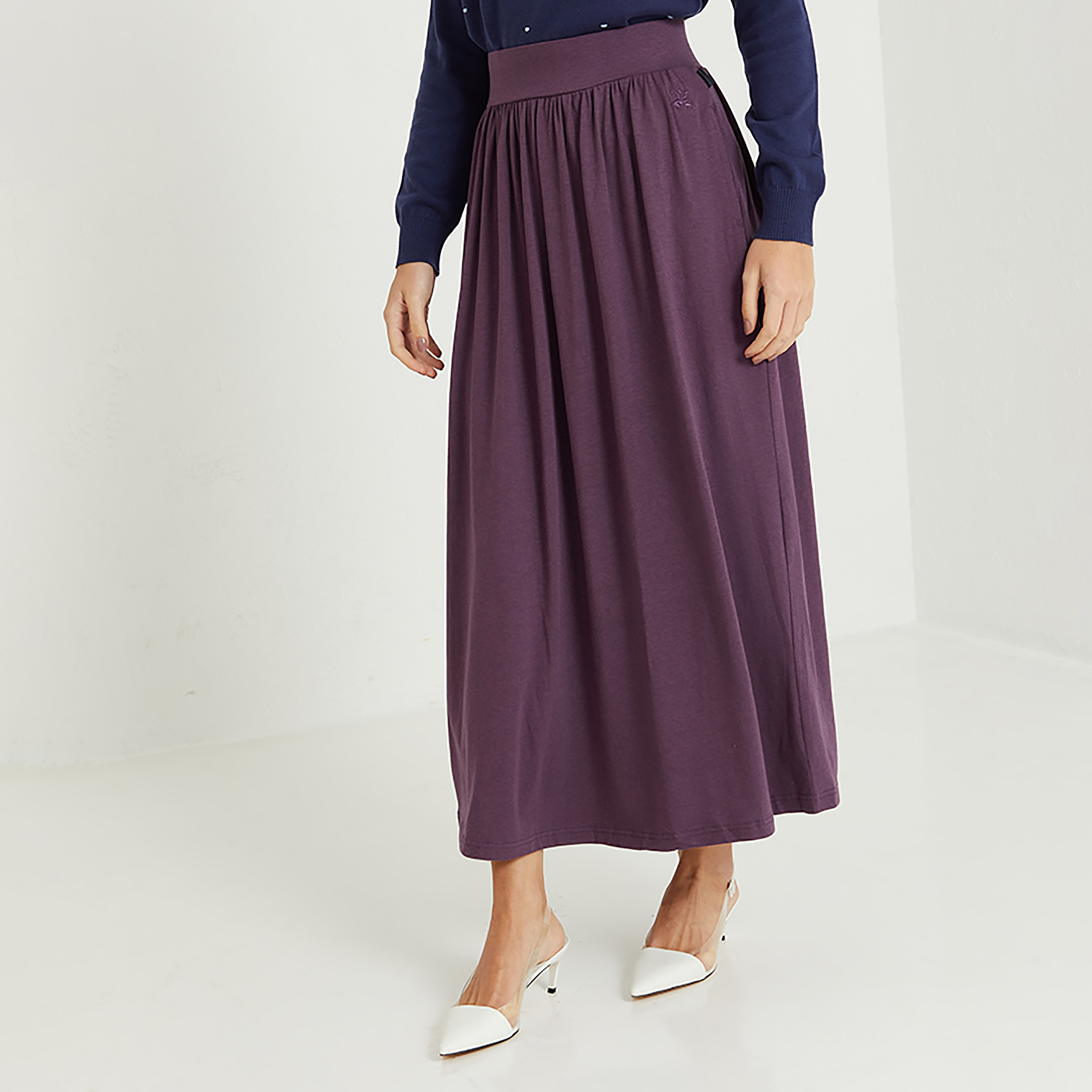  تنورة ماكسي سادة عالية الارتفاع من بيفرلي هيلز بولو كلوب-women-clothing-bottoms-skirts-image-1