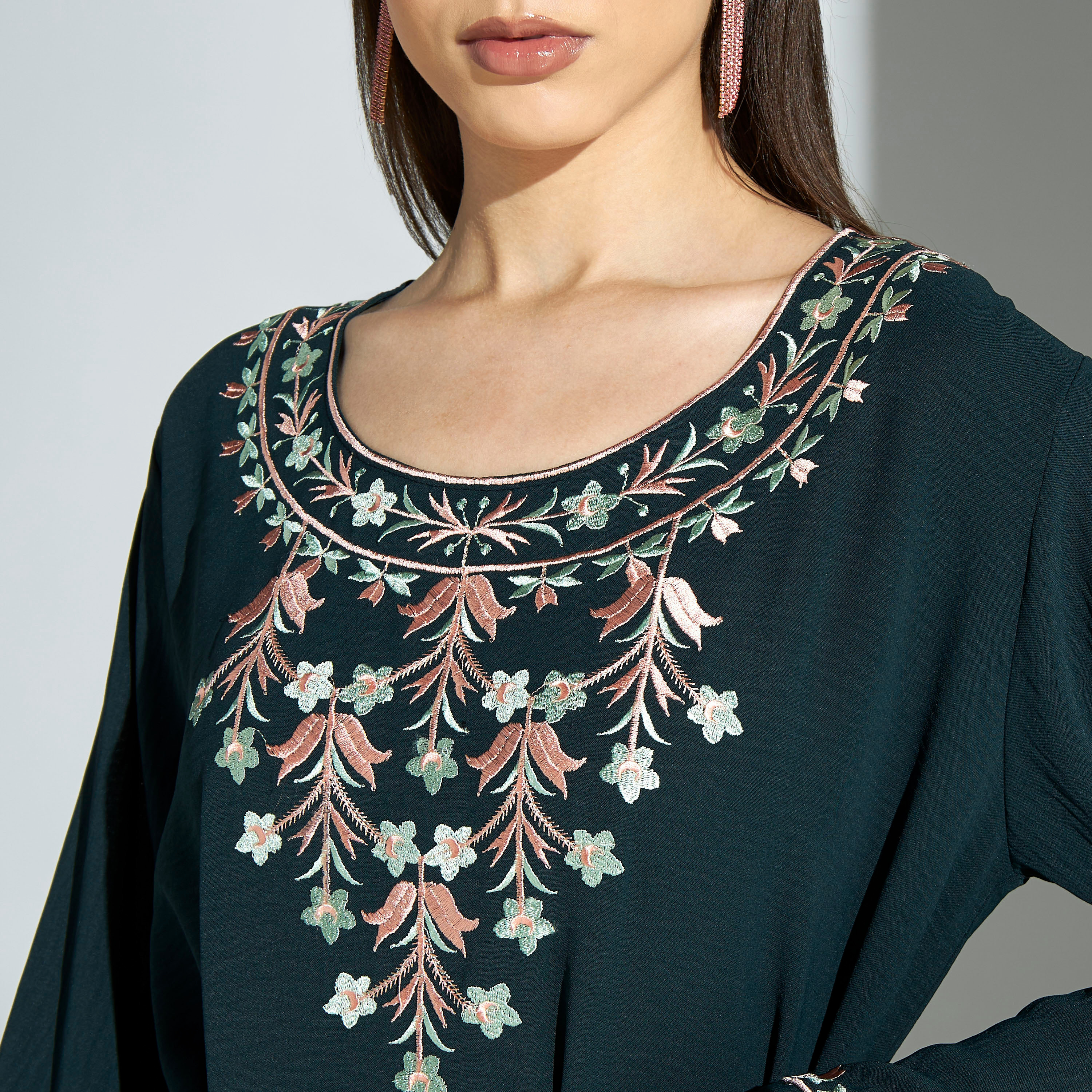 Malikah Floral Embroidered Jalabiya with Tie-Up Belt-women-arabicclothing-jalabiyas-image-3