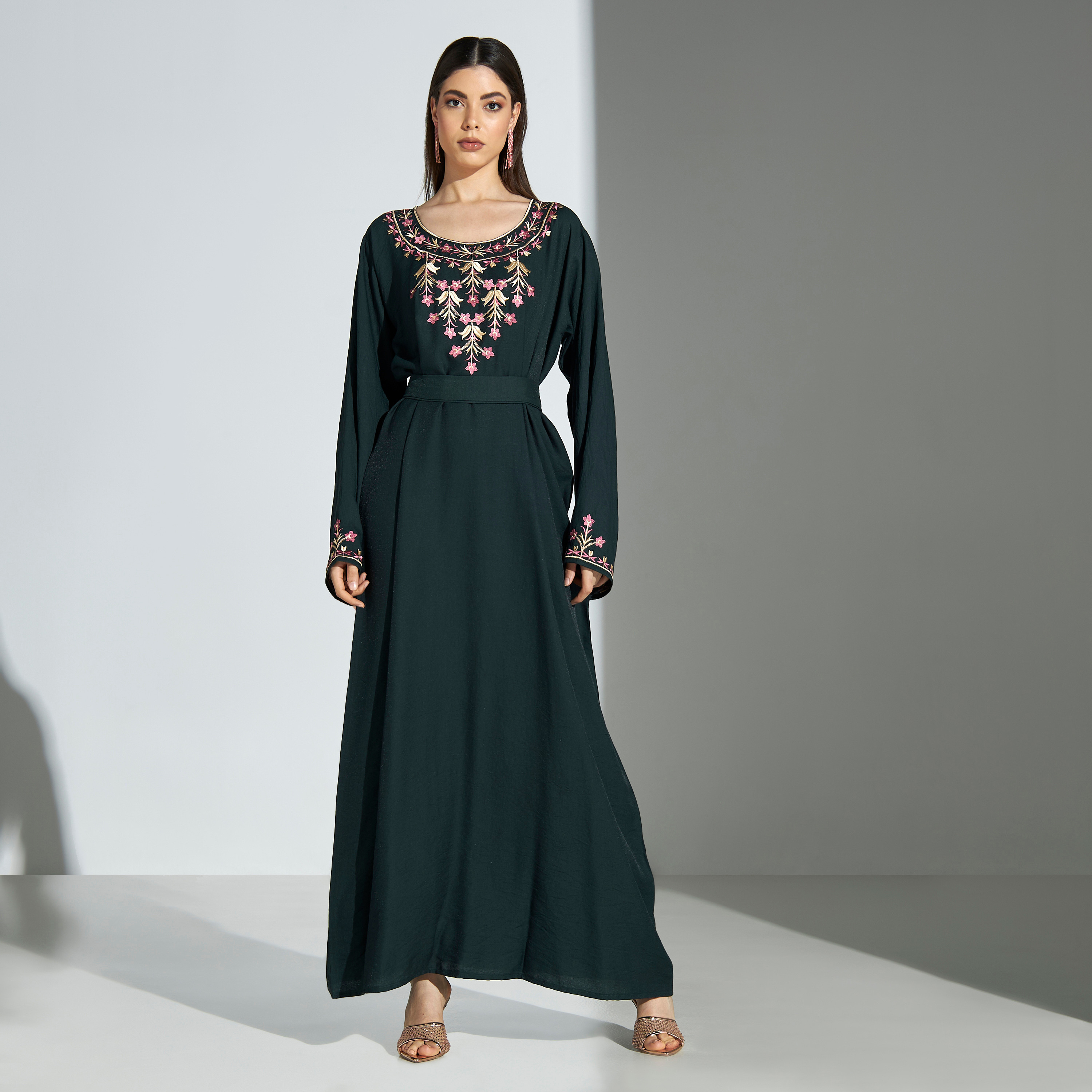 Malikah Floral Embroidered Jalabiya with Tie-Up Belt - for Mom-women-arabicclothing-jalabiyas-image-1