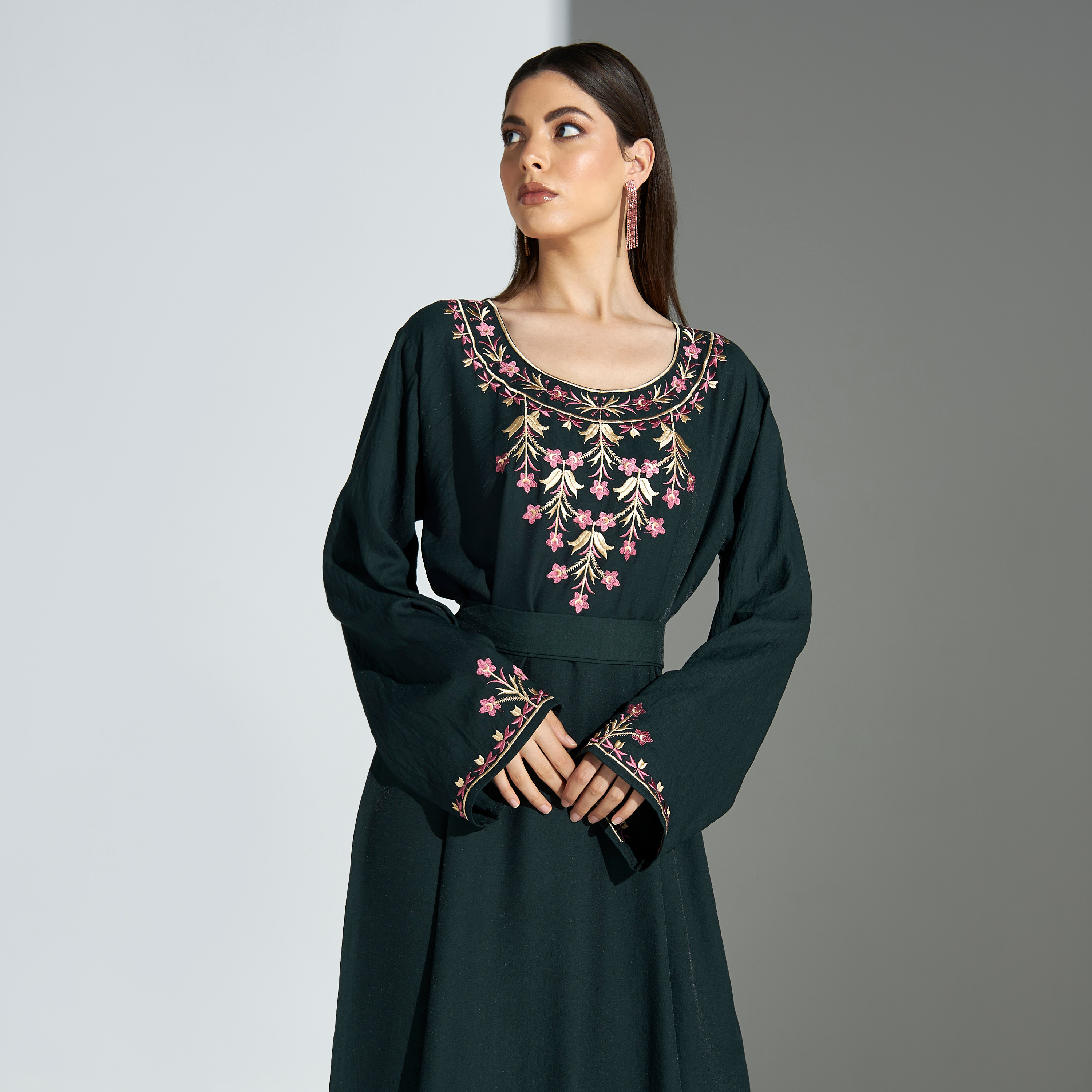 Malikah Floral Embroidered Jalabiya with Tie-Up Belt - for Mom-women-arabicclothing-jalabiyas-image-2