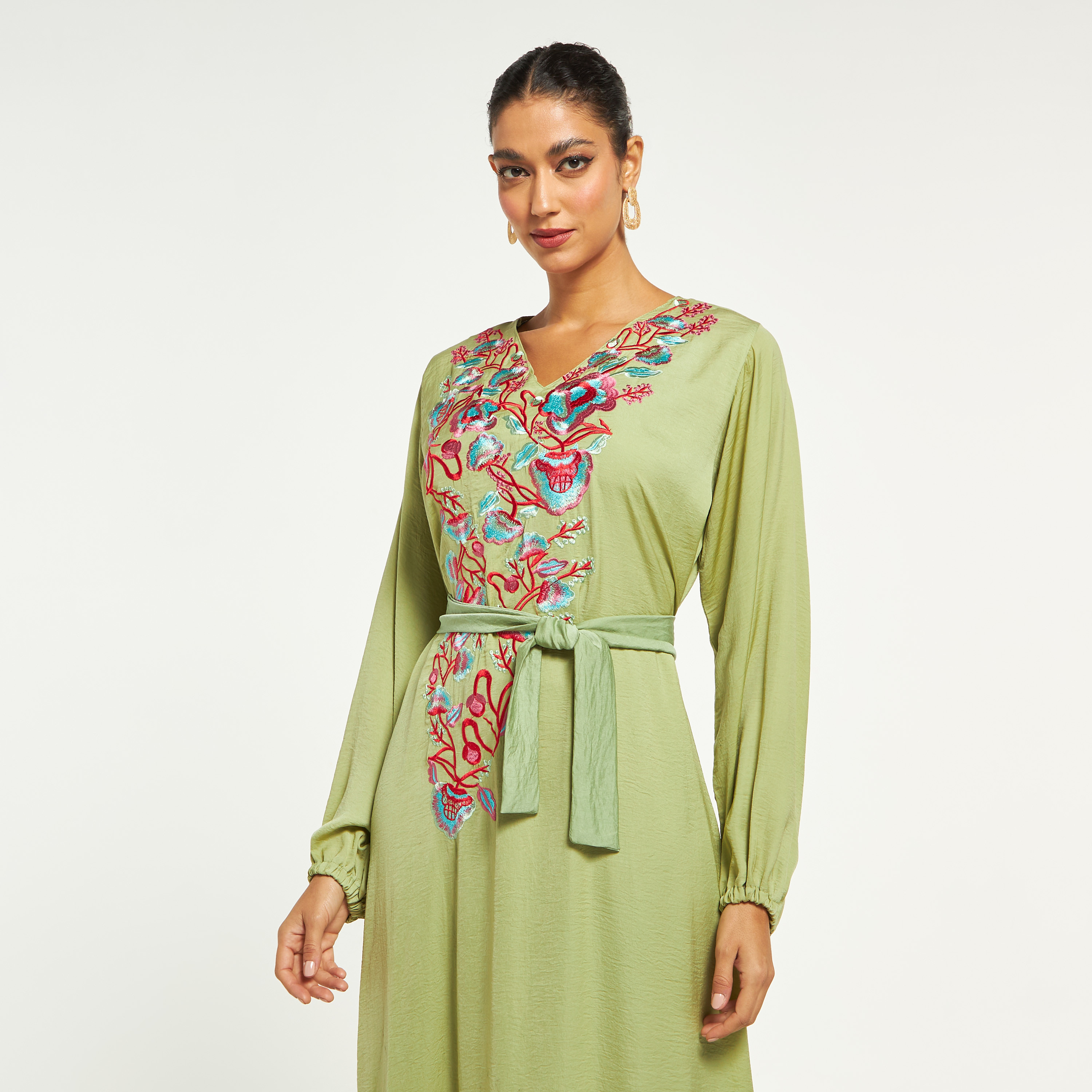 Malikah Floral Embroidered Jalabiya with Tie-Up Belt-women-arabicclothing-jalabiyas-image-2