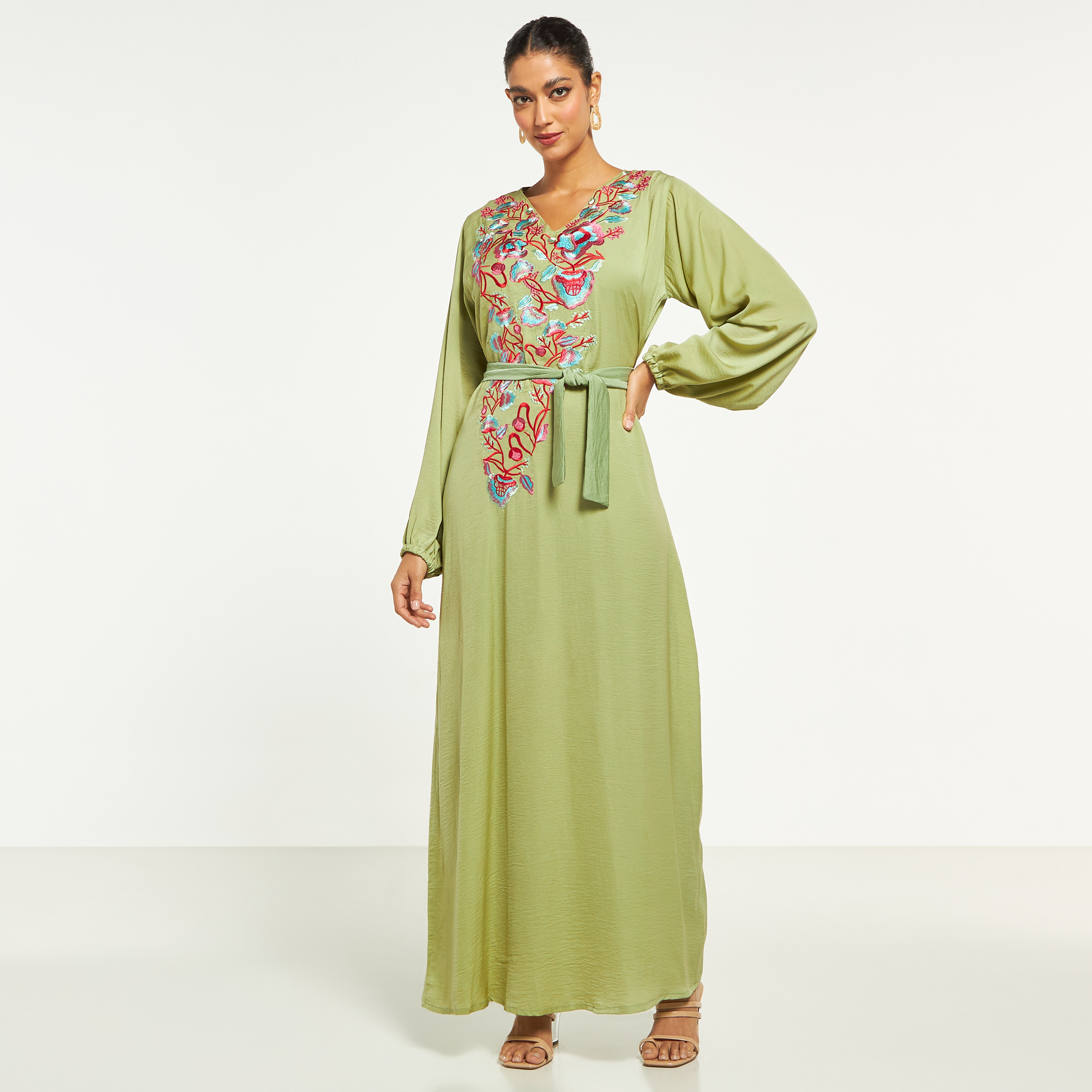 Malikah Floral Embroidered Jalabiya with Tie-Up Belt-women-arabicclothing-jalabiyas-image-4