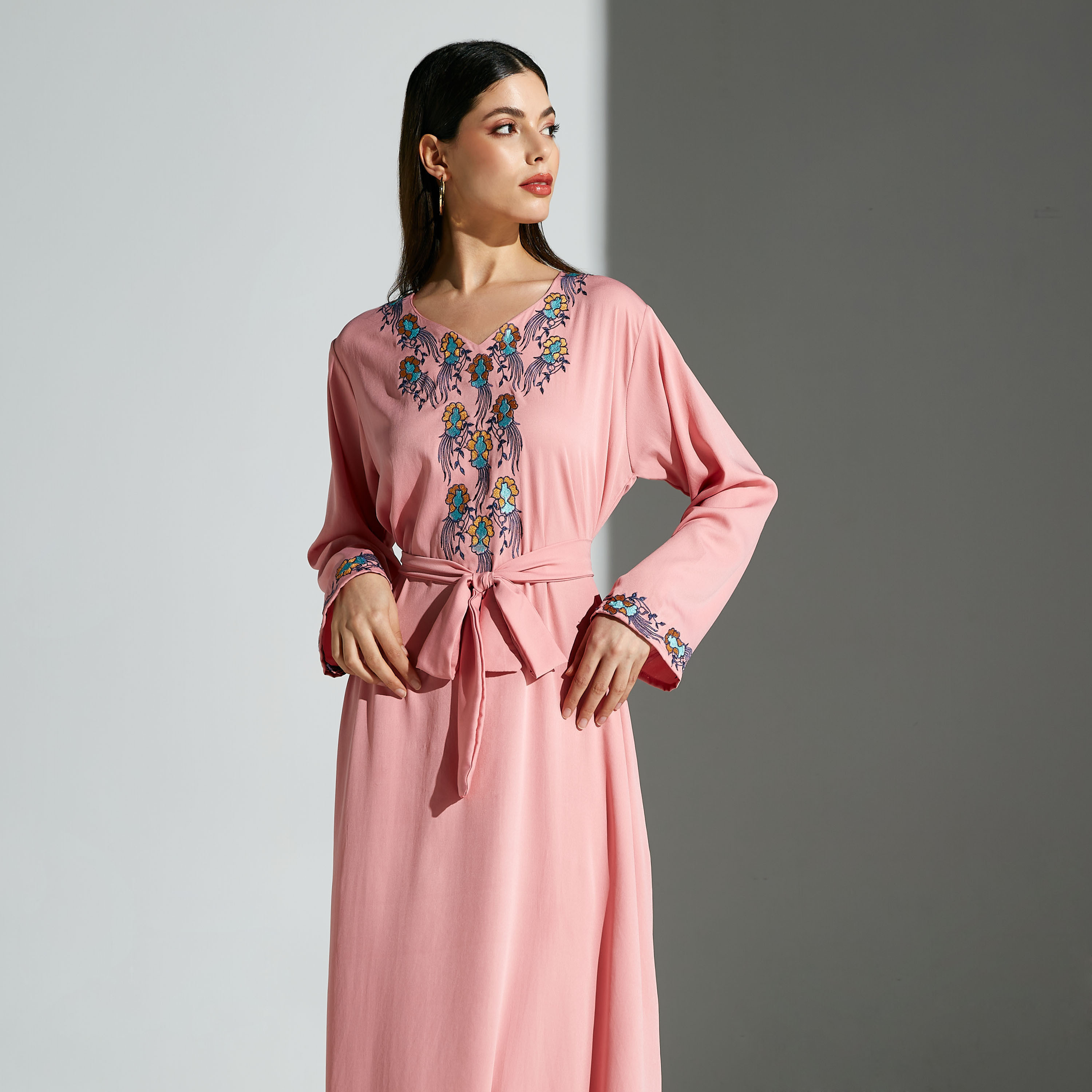 Malikah Embroidered Jalabiya with Belt Tie-Ups -for Mom-women-arabicclothing-jalabiyas-image-2