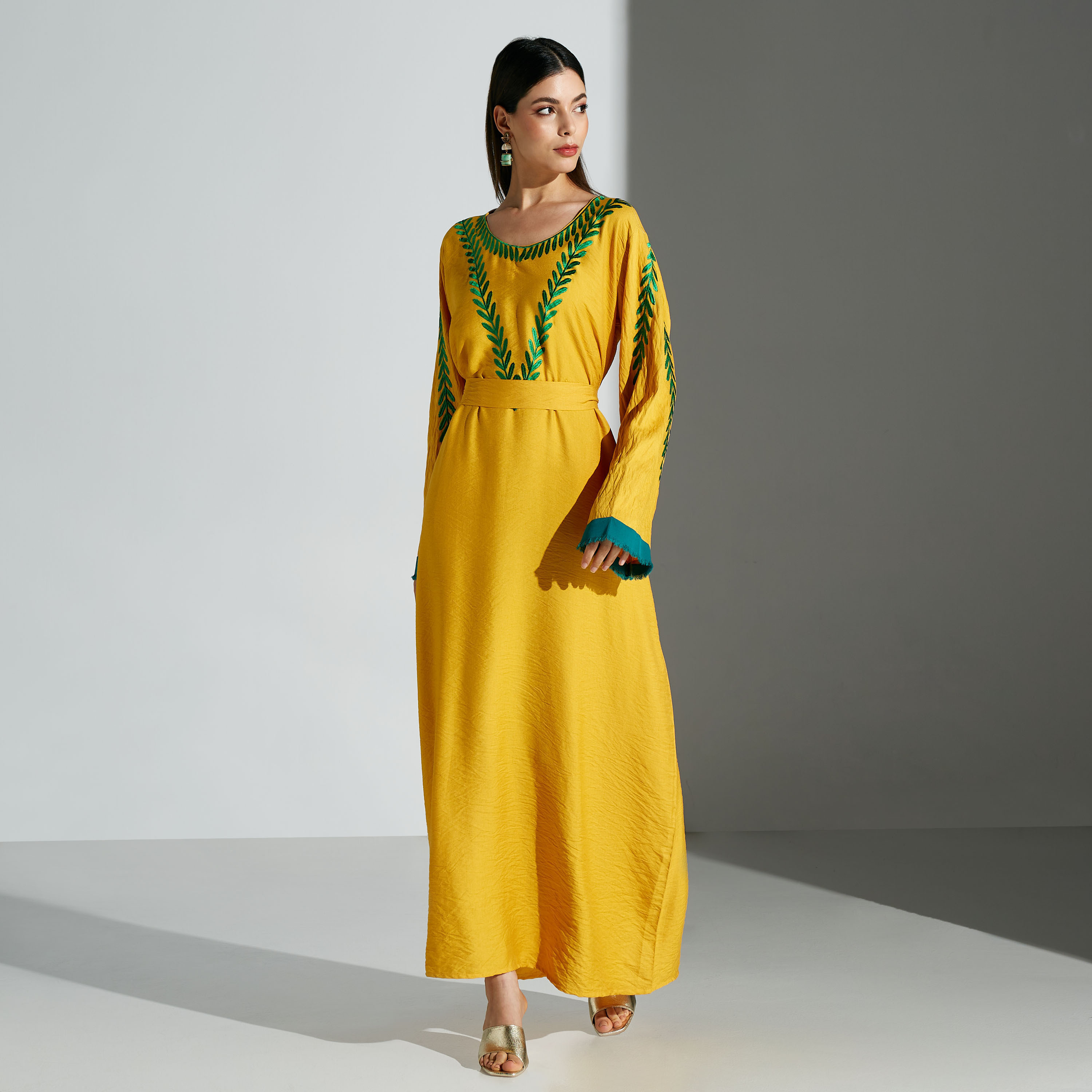 Malikah Embroidered Jalabiya with Belt Tie-Ups -for Mom-women-arabicclothing-jalabiyas-image-1