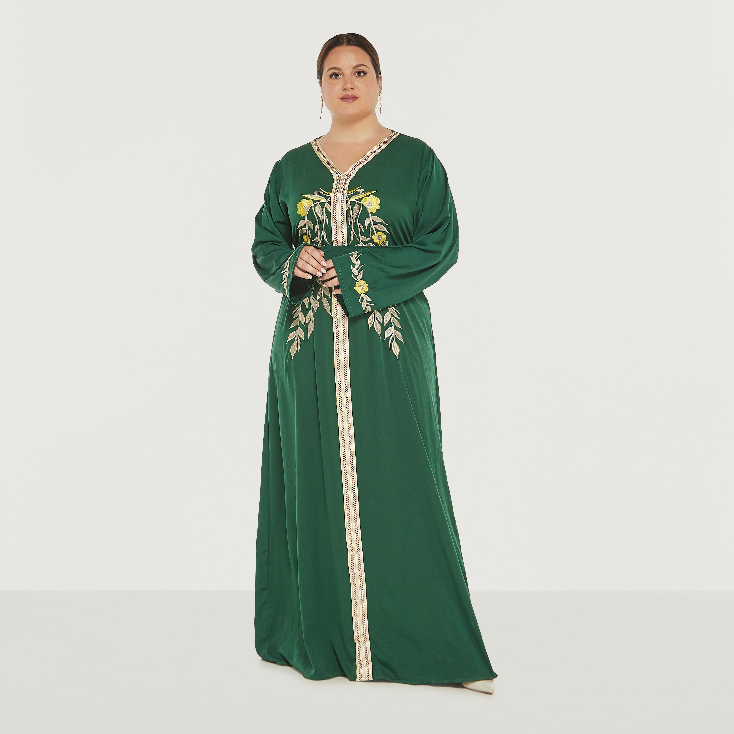 Malikah Floral Embroidered Jalabiya with Tie-Up Belt-women-arabicclothing-jalabiyas-image-1