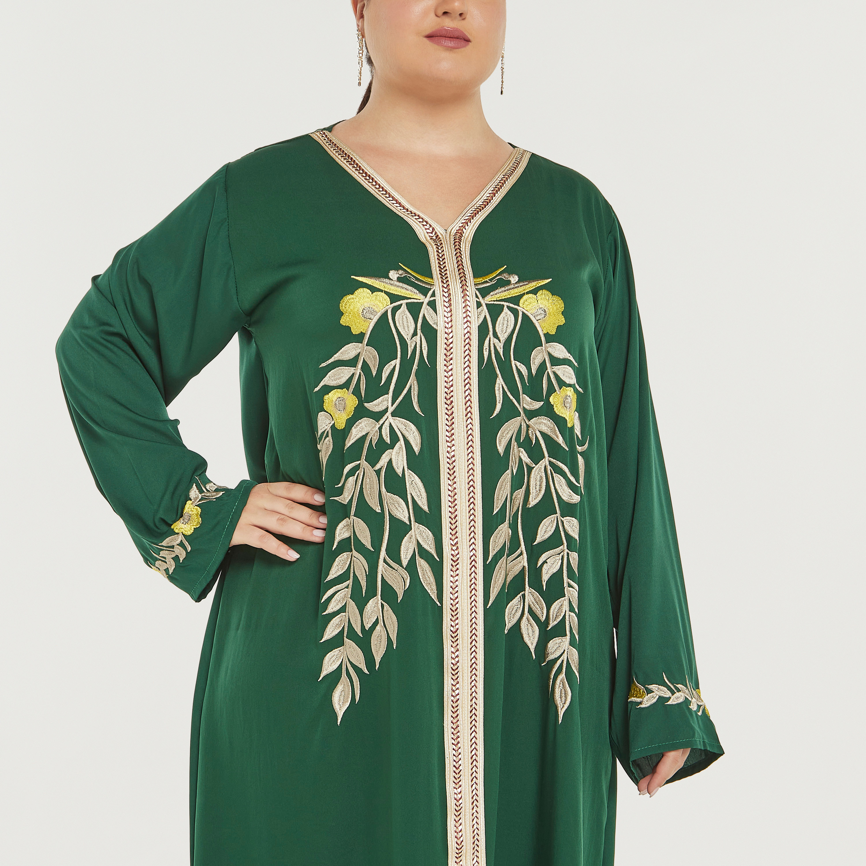 Malikah Floral Embroidered Jalabiya with Tie-Up Belt-women-arabicclothing-jalabiyas-image-3