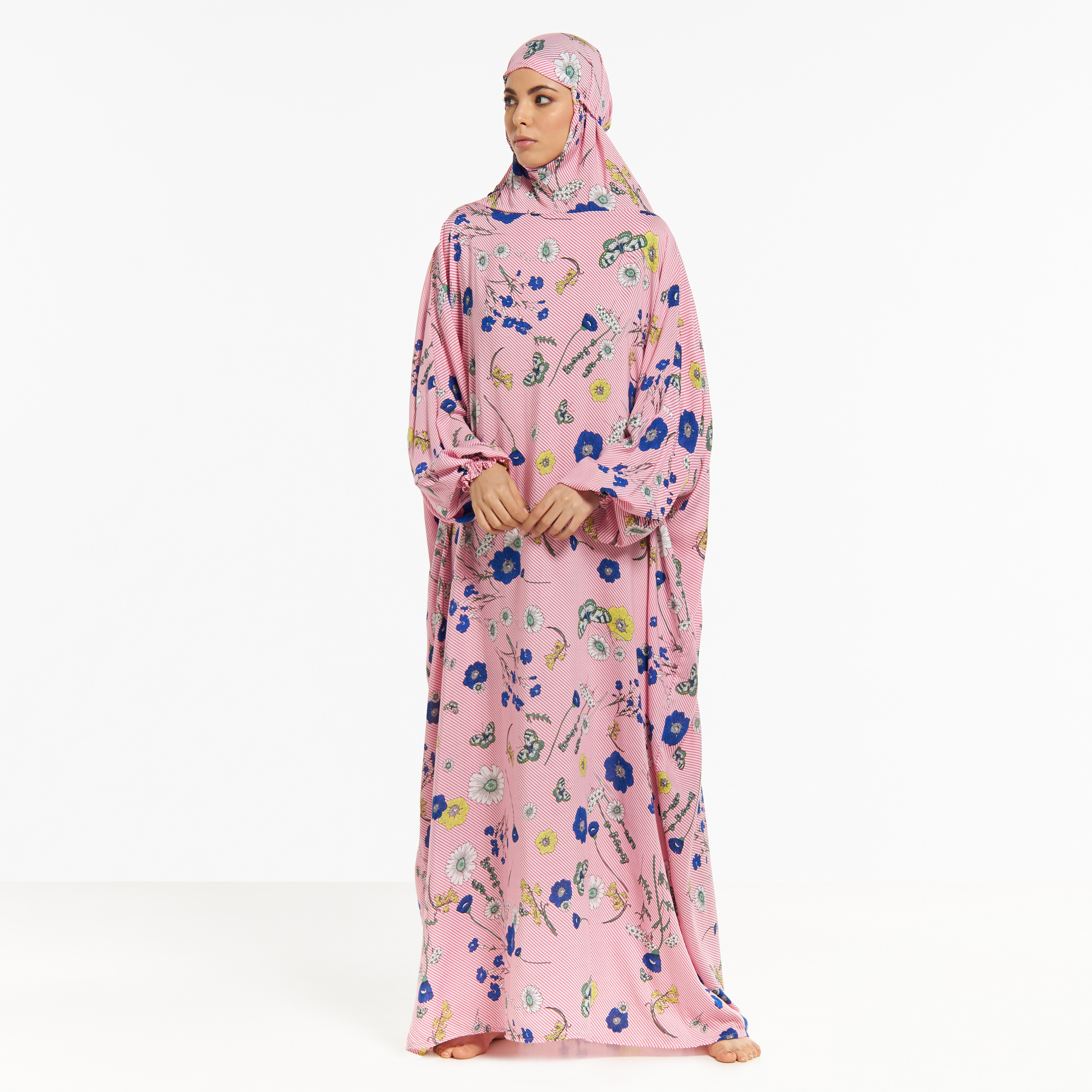 Malikah All-Over Floral Print Prayer Dress with Hijab-women-arabicclothing-abayas-image-1