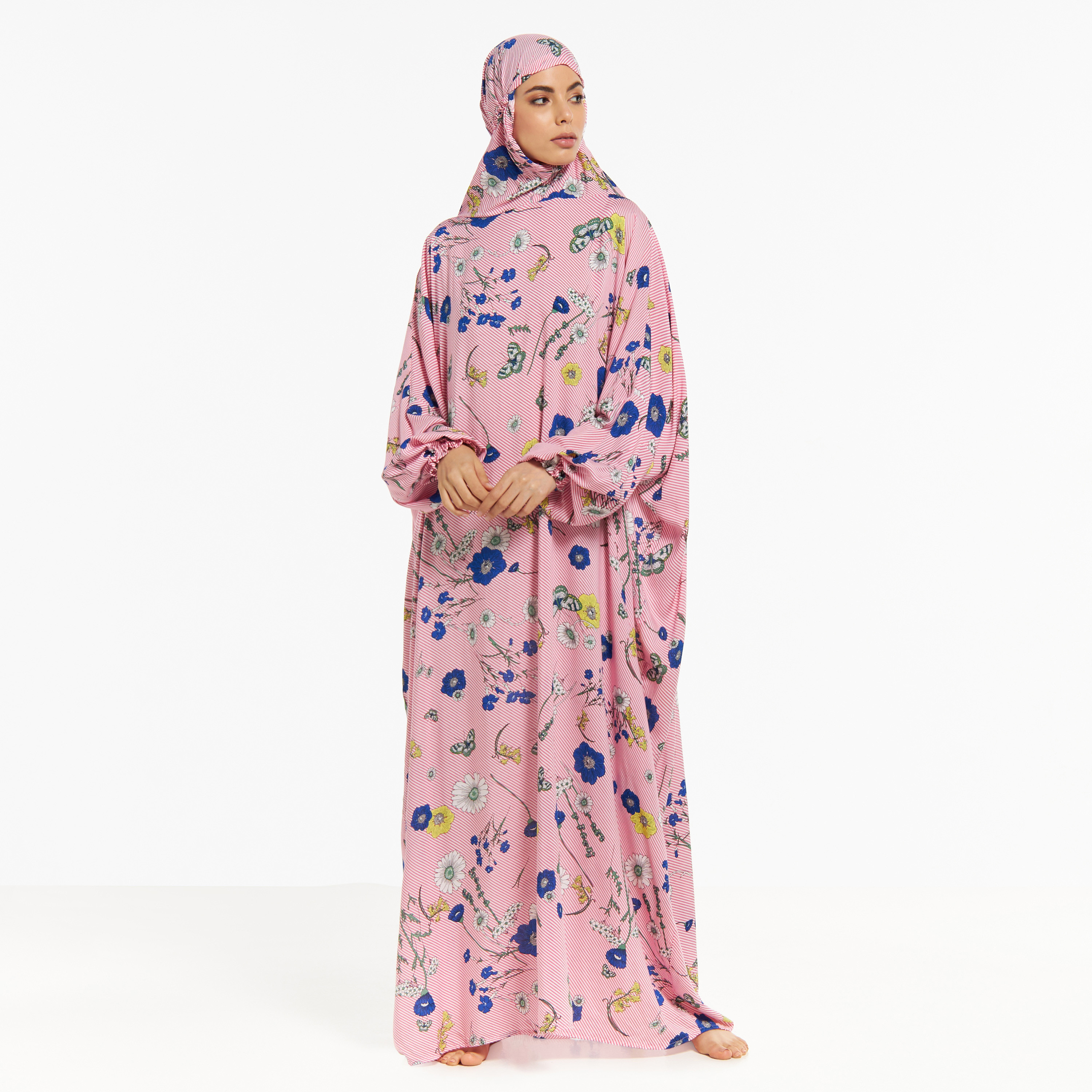 Malikah All-Over Floral Print Prayer Dress with Hijab-women-arabicclothing-abayas-image-5