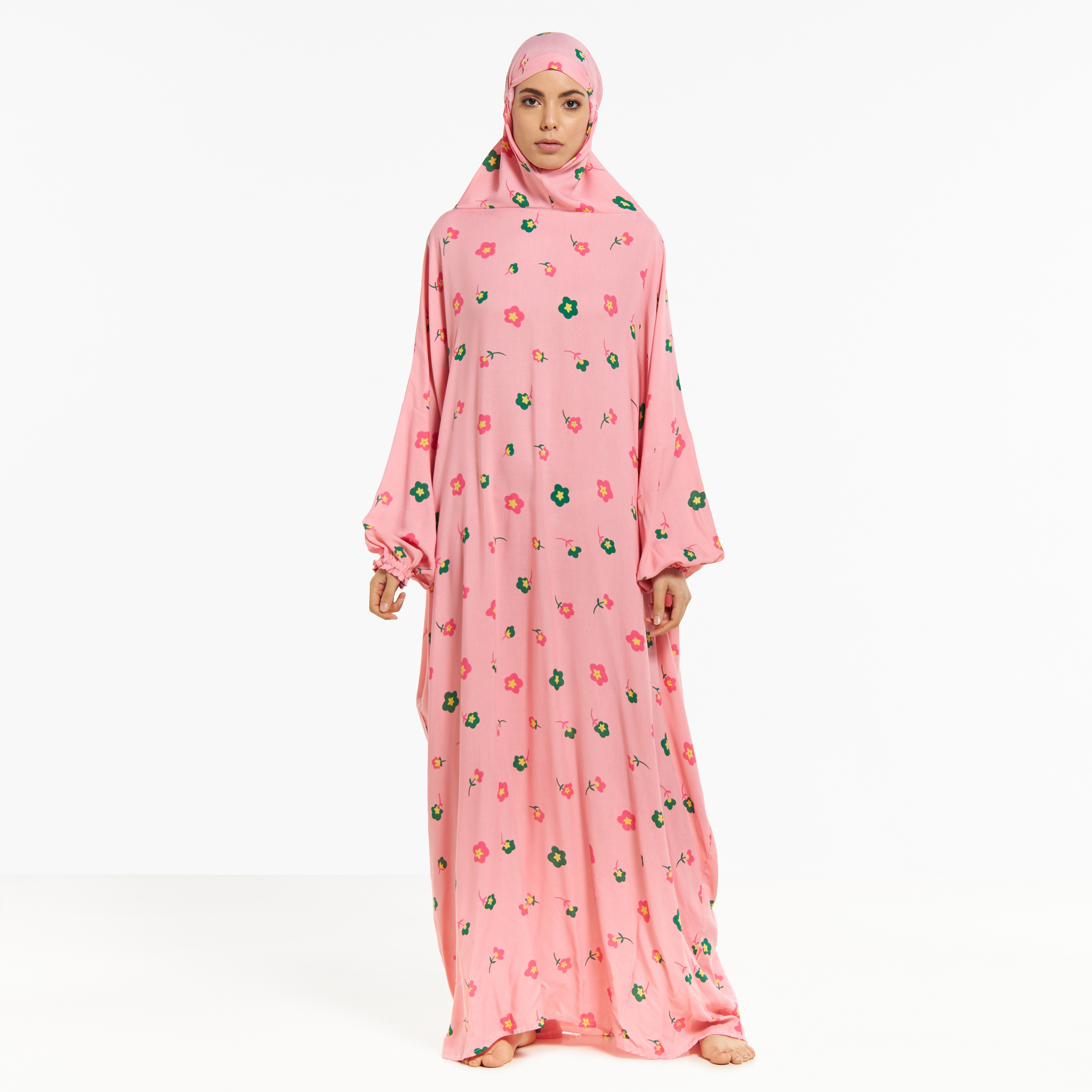 فستان صلاة بطبعات زهرية مع حجاب من ملكة-women-arabicclothing-abayas-image-1