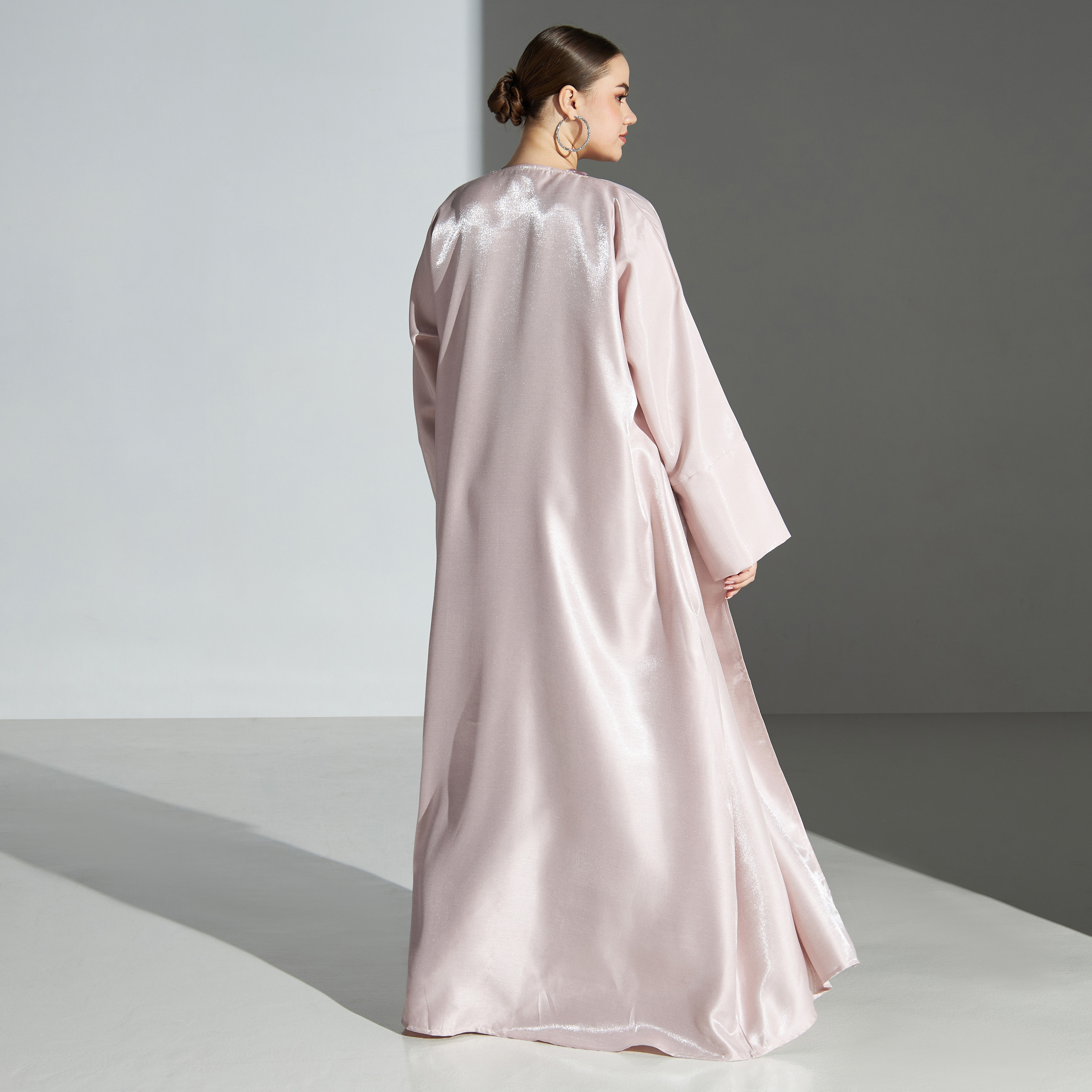 Malikah Plus Size Button Accent Open Front Abaya with Hijab-women-arabicclothing-abayas-image-5