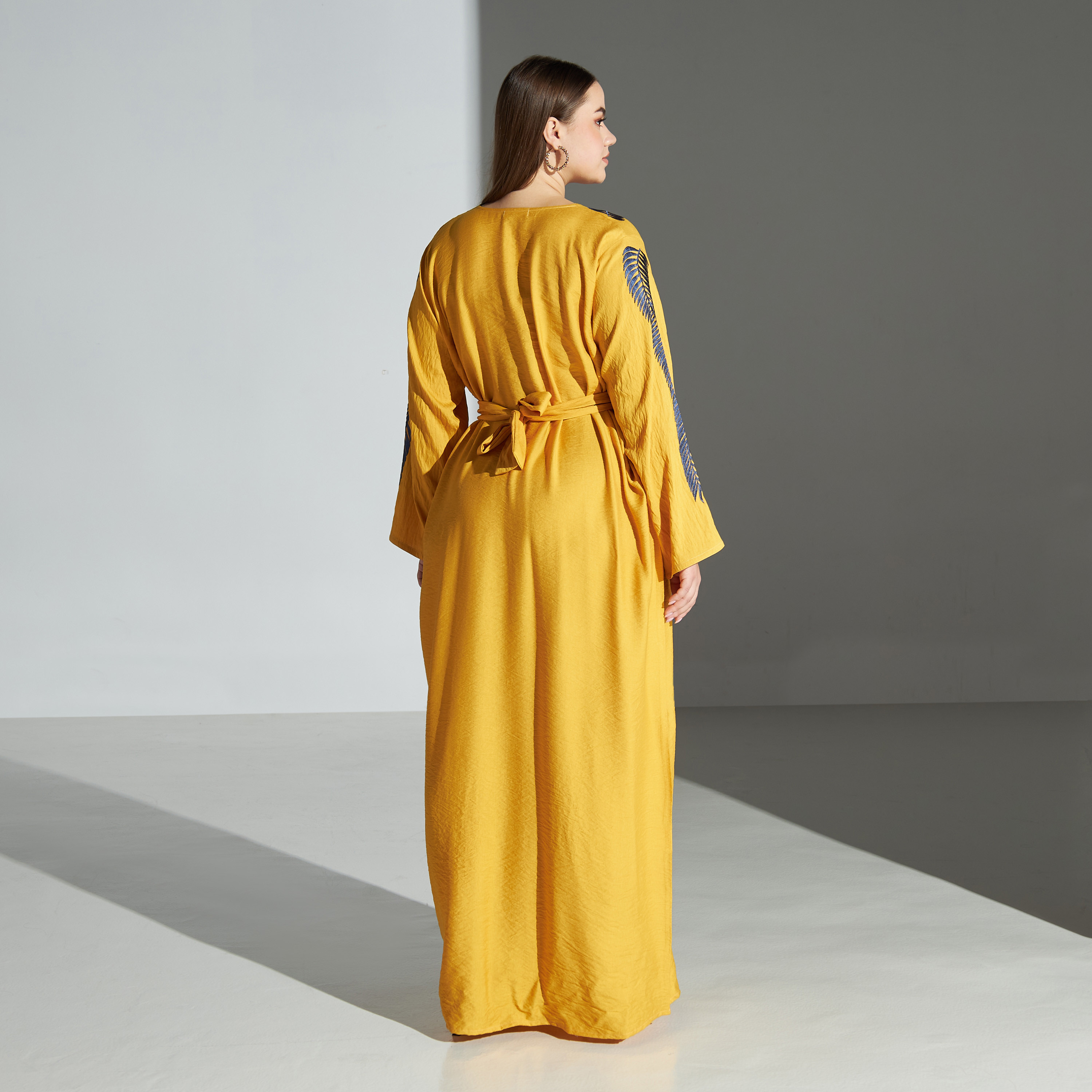 Malikah Embroidered Plus Size Jalabiya with Tie-Up Belt-women-arabicclothing-jalabiyas-image-5