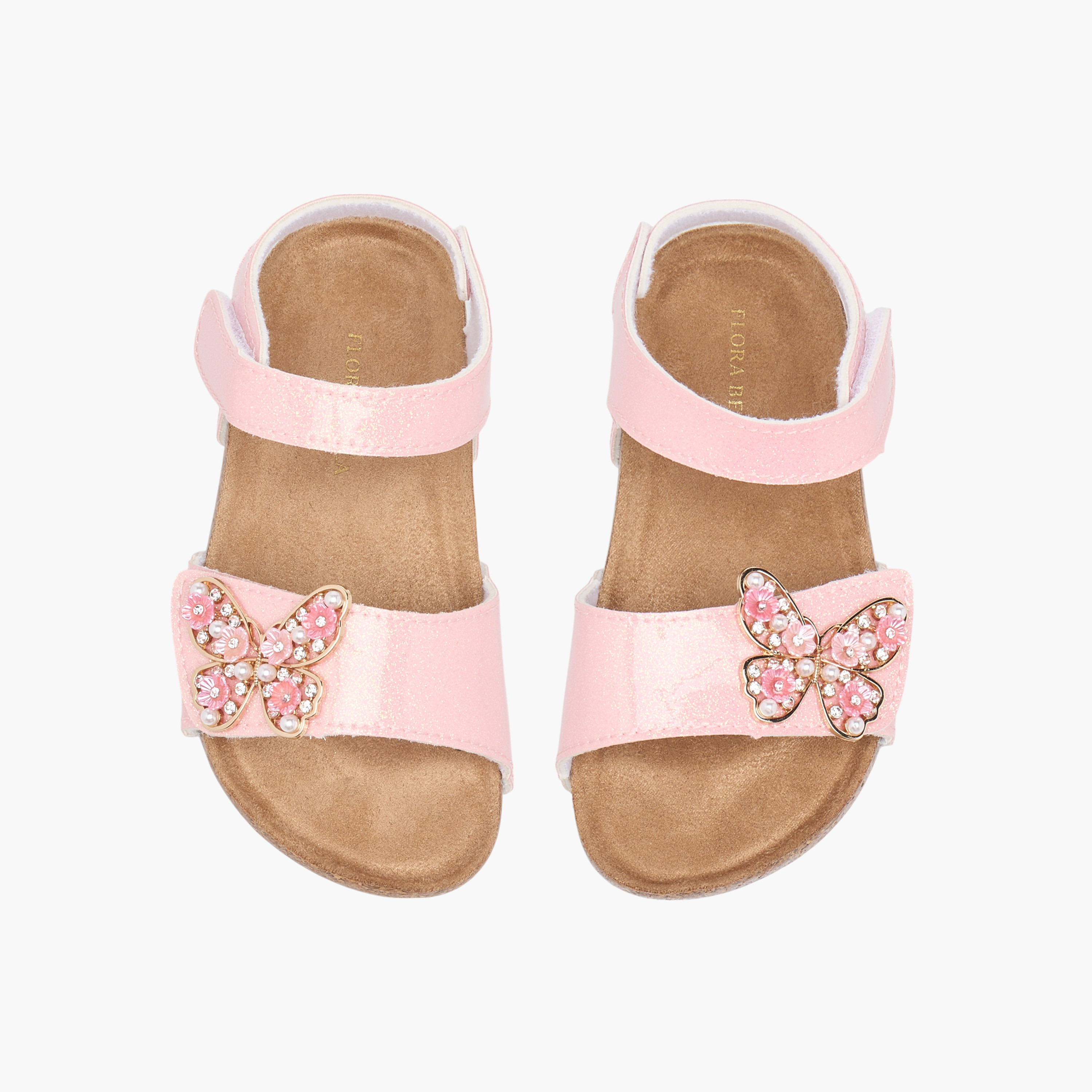 Flora Bella Butterfly Accent Sandals with Hook and Loop Closure-girls-shoes-sandals-image-1