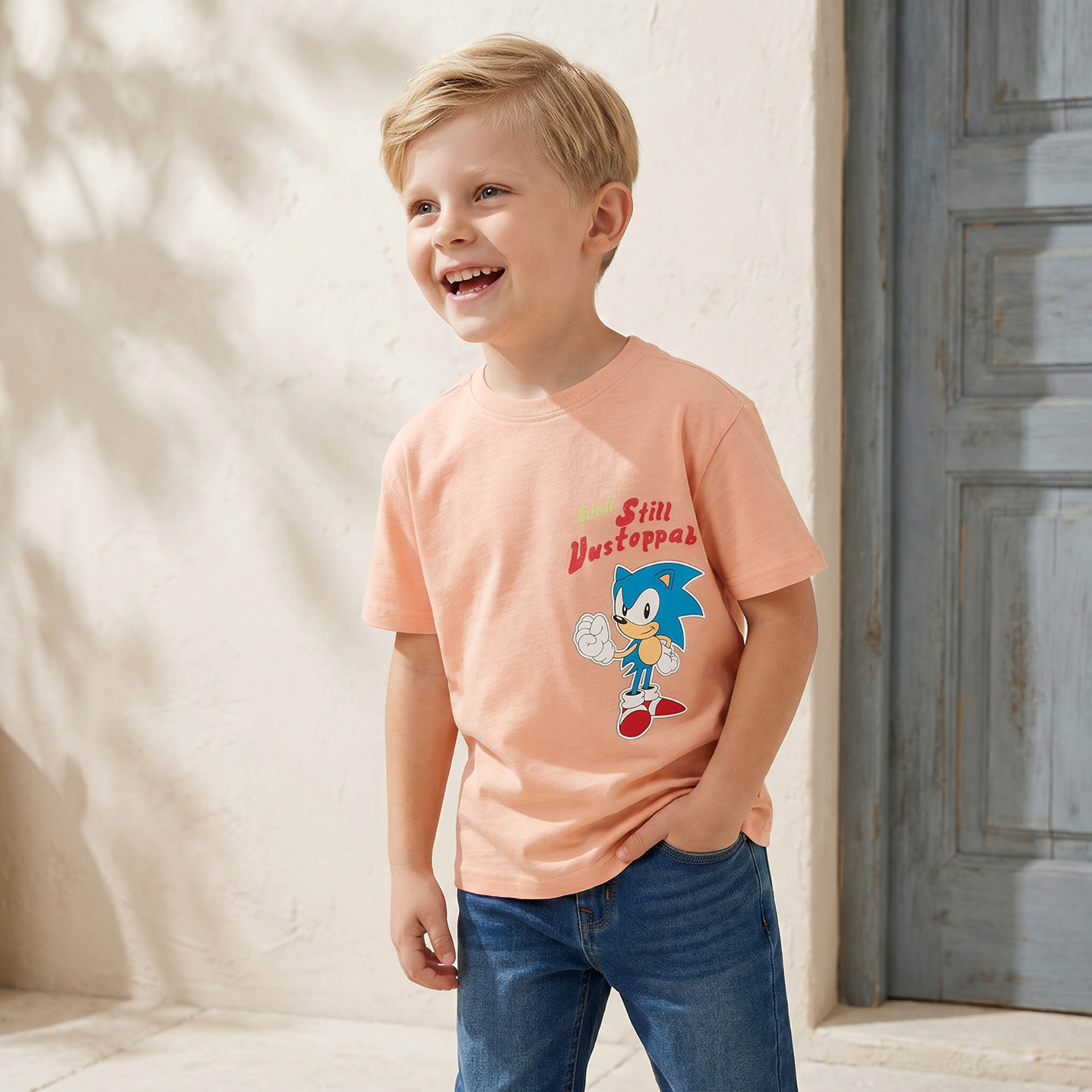 تيشيرت بياقة ضيقة وأكمام قصيرة وطبعات سونيك-boys-clothing-tshirtsandpolos-image-2