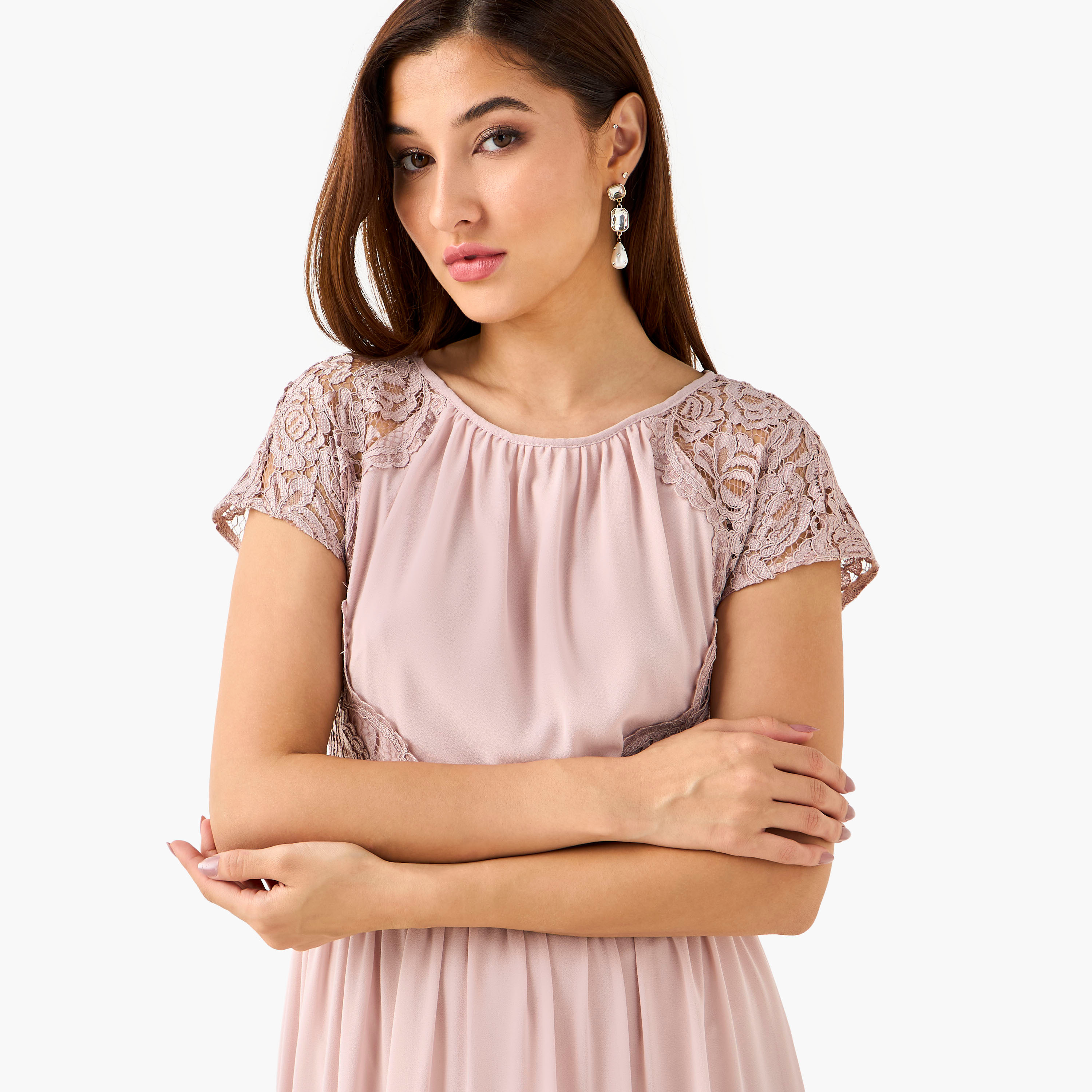 TFNC Pleated Maxi Polyester Dress with Cutout Back-women-clothing-dresses-image-4