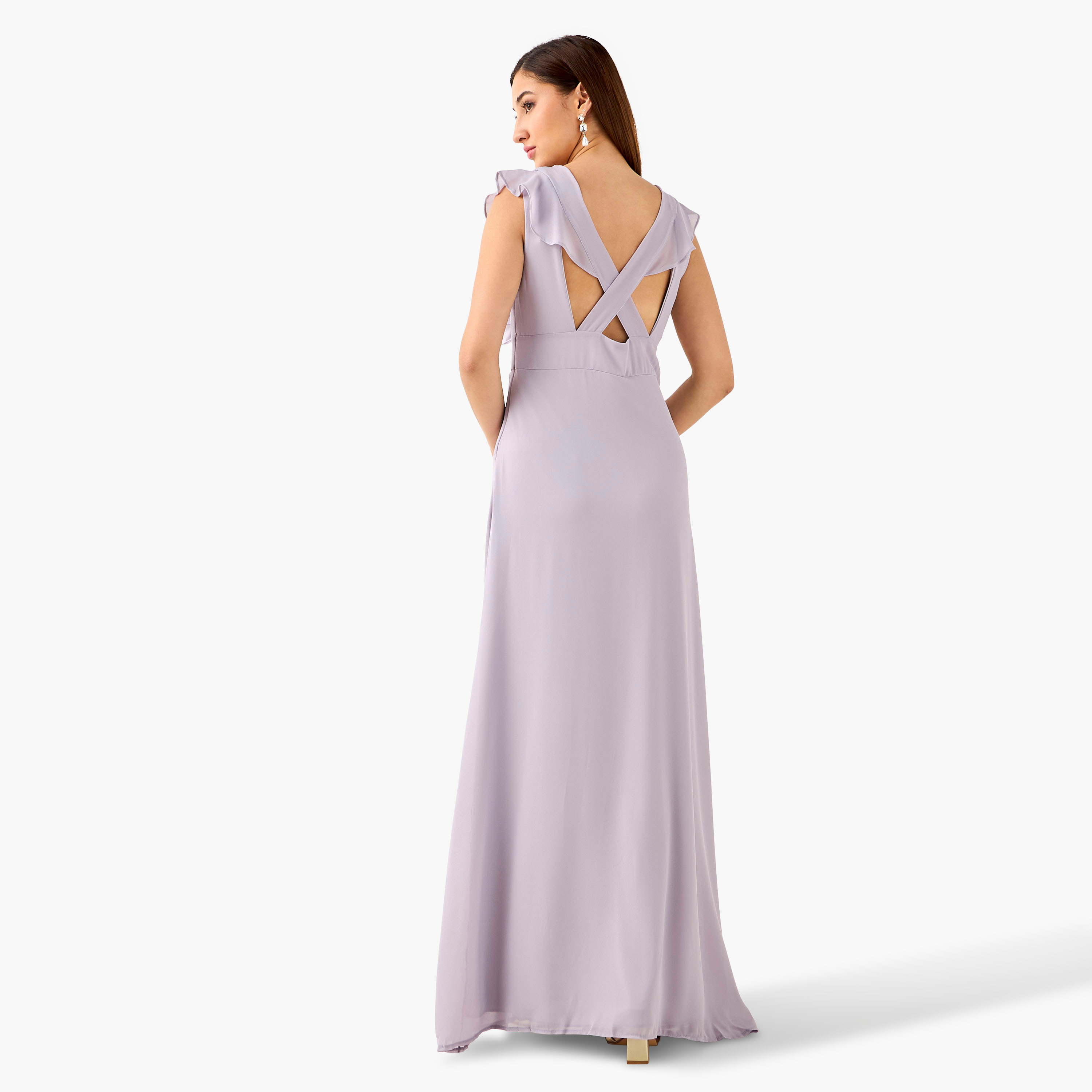 TFNC Ruffled Maxi Polyester Dress with Slit-women-clothing-dresses-image-3