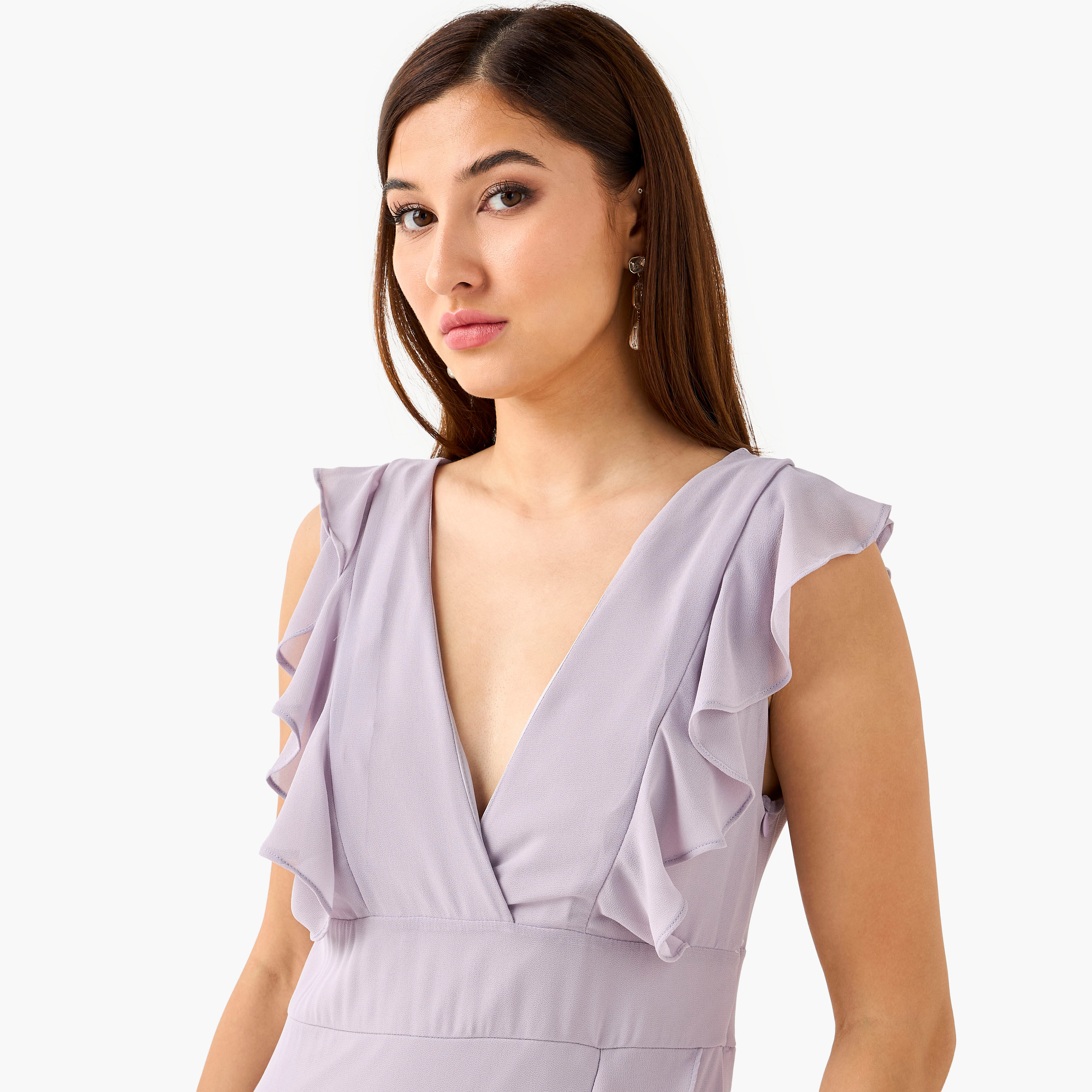 TFNC Ruffled Maxi Polyester Dress with Slit-women-clothing-dresses-image-4