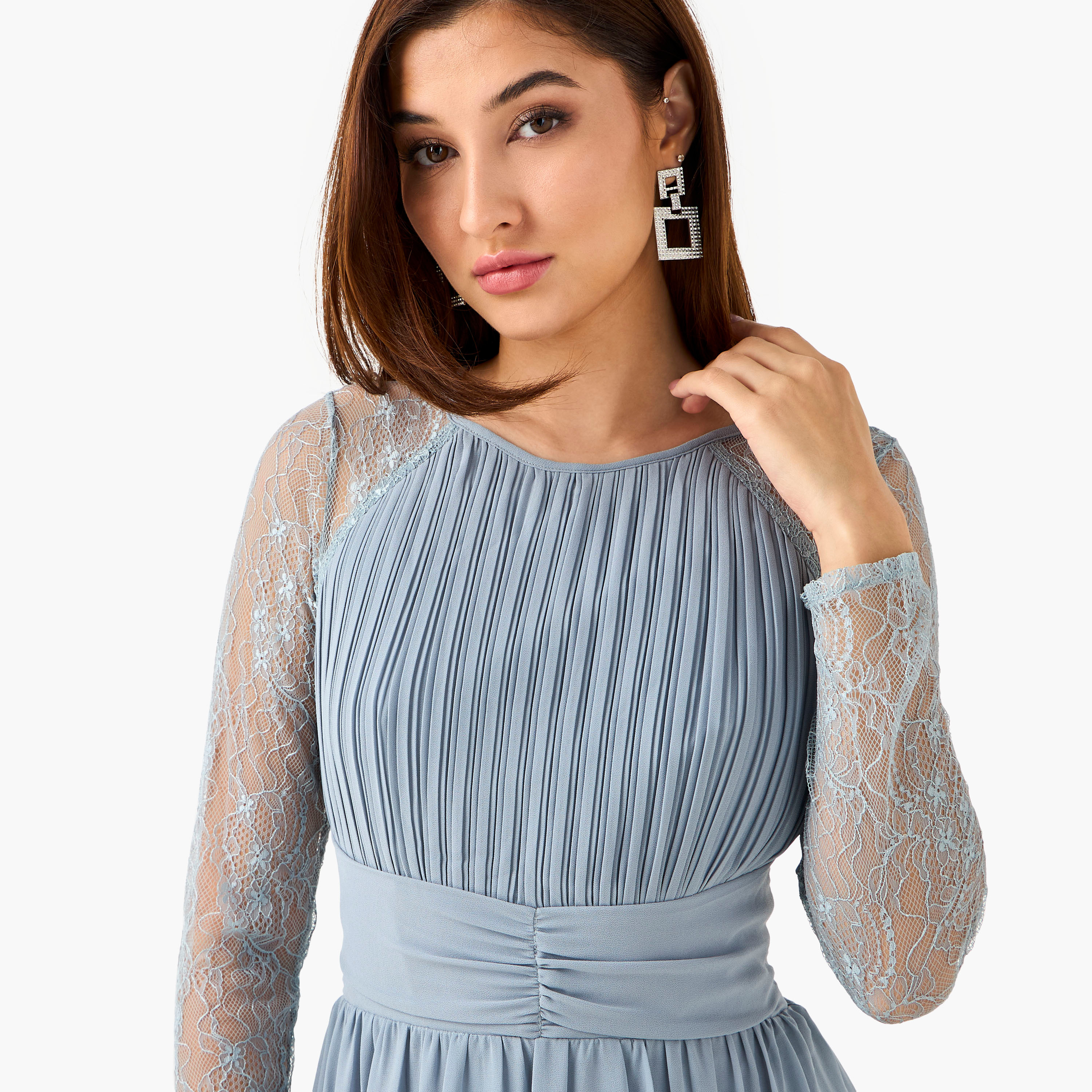 فستان بوليستر ماكسي بكسرات وأربطة من تي إف إن سي-women-clothing-dresses-image-4