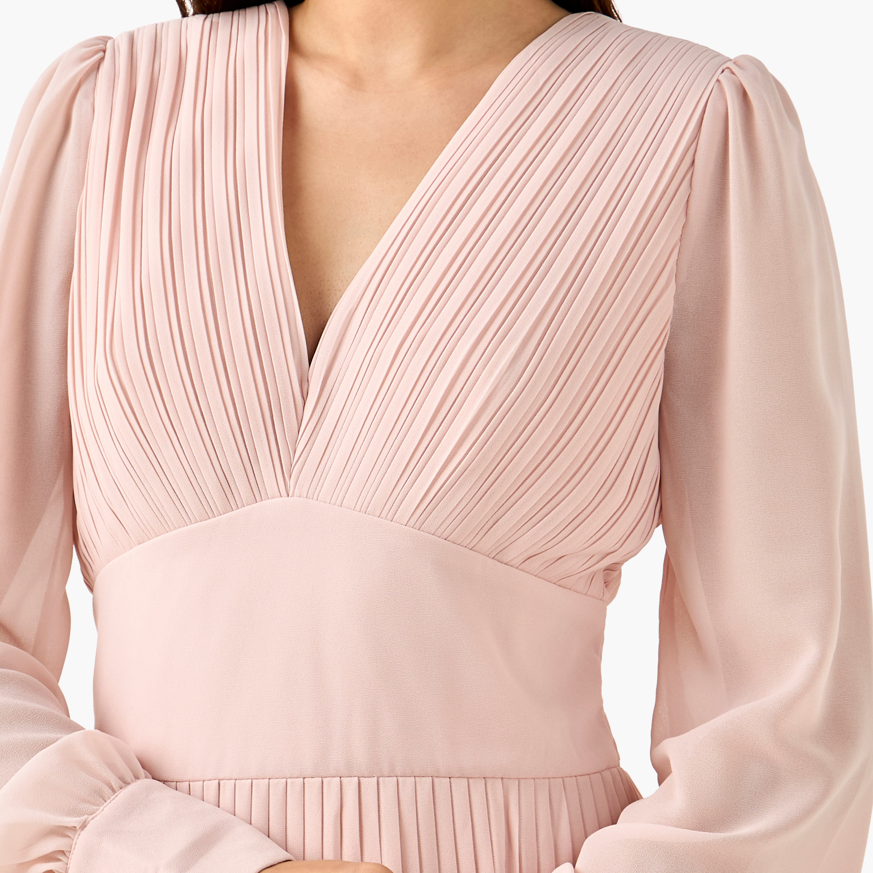 فستان ميدي بوليستر بكسرات وحزام ربط من تي إف إن سي-women-clothing-dresses-image-5