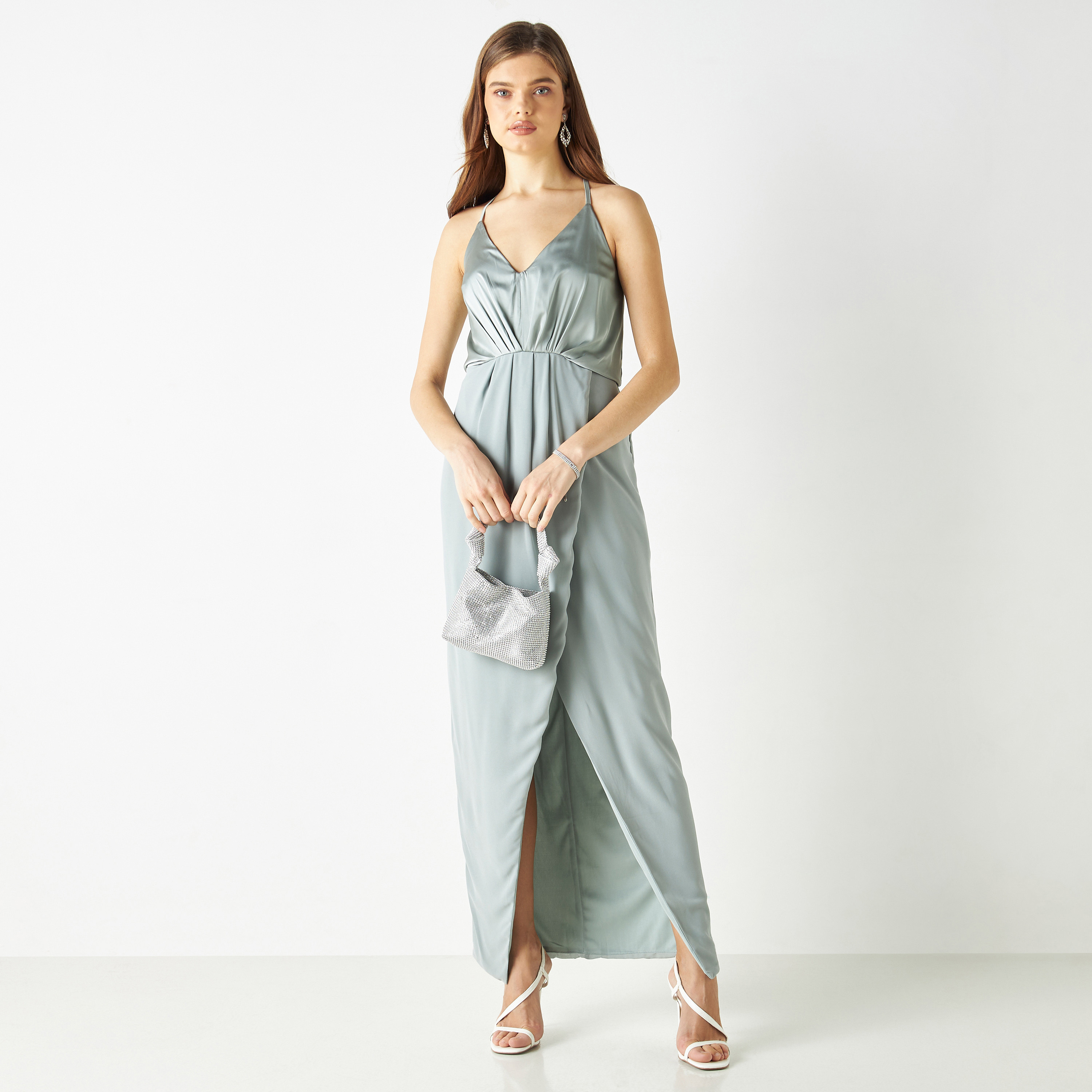 TFNC Plain Shoulder Straps Slit Maxi Dress-women-clothing-dresses-image-2