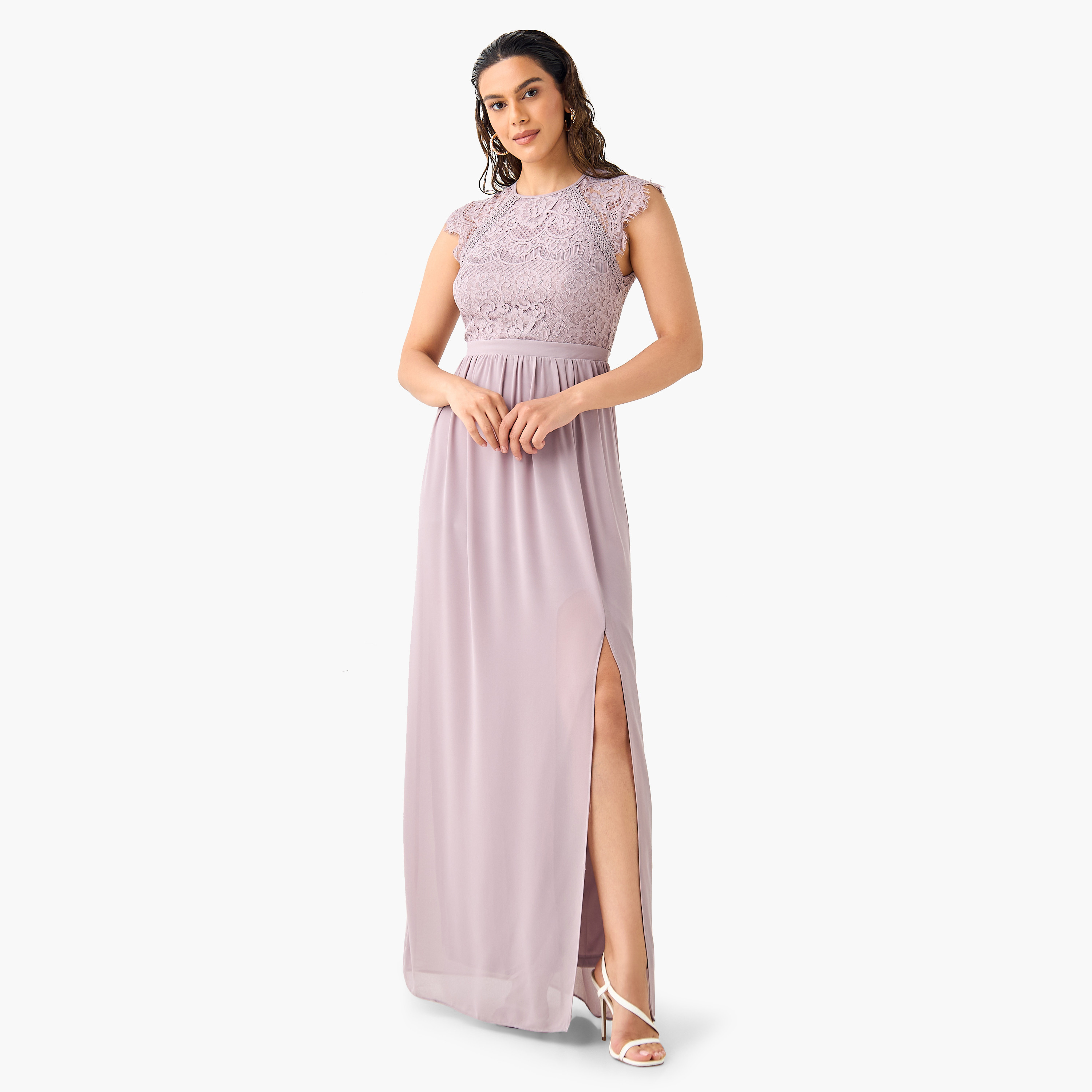 TFNC Lace Detail Sleeveless Dress with Slit-women-clothing-dresses-image-1
