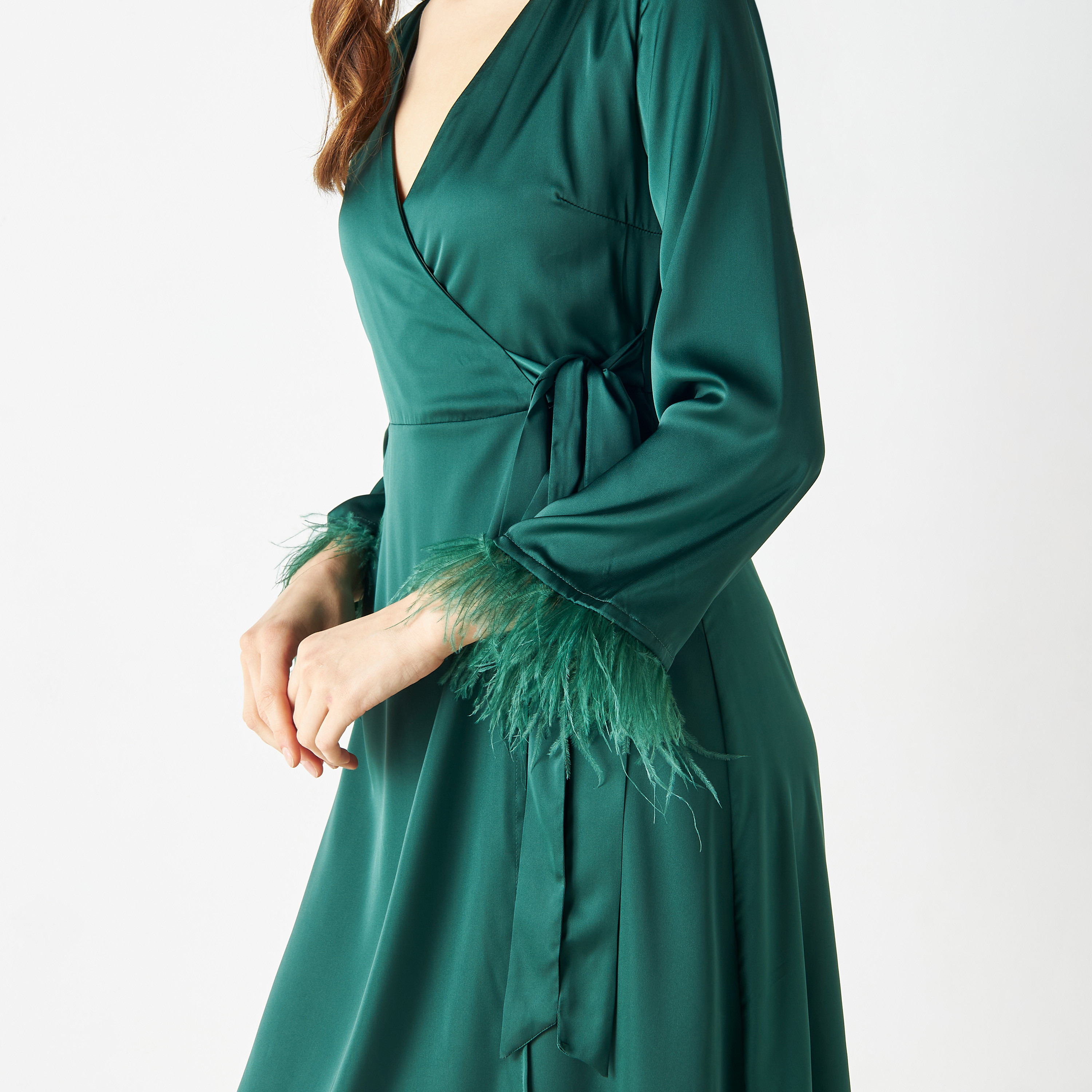 فستان ملفوف بياقة V بأكمام طويلة وأربطة من تي إف إن سي-women-clothing-dresses-image-4